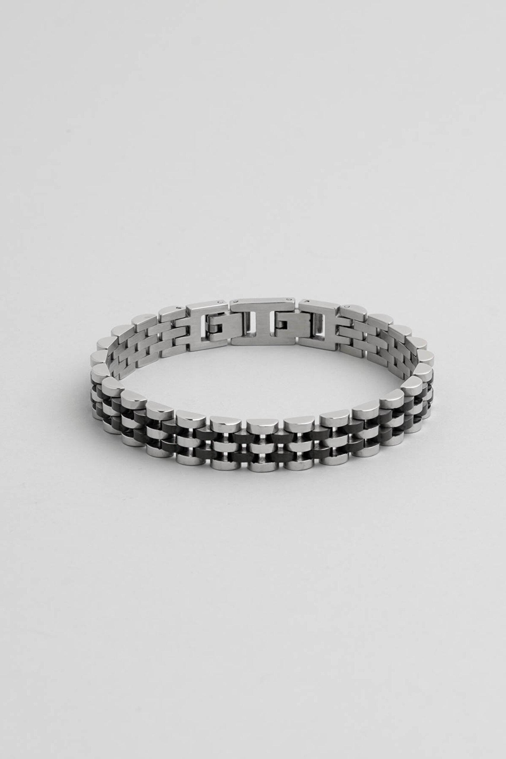 ⁠ İki Renkli Erkek Çelik Zincir Bileklik_0}