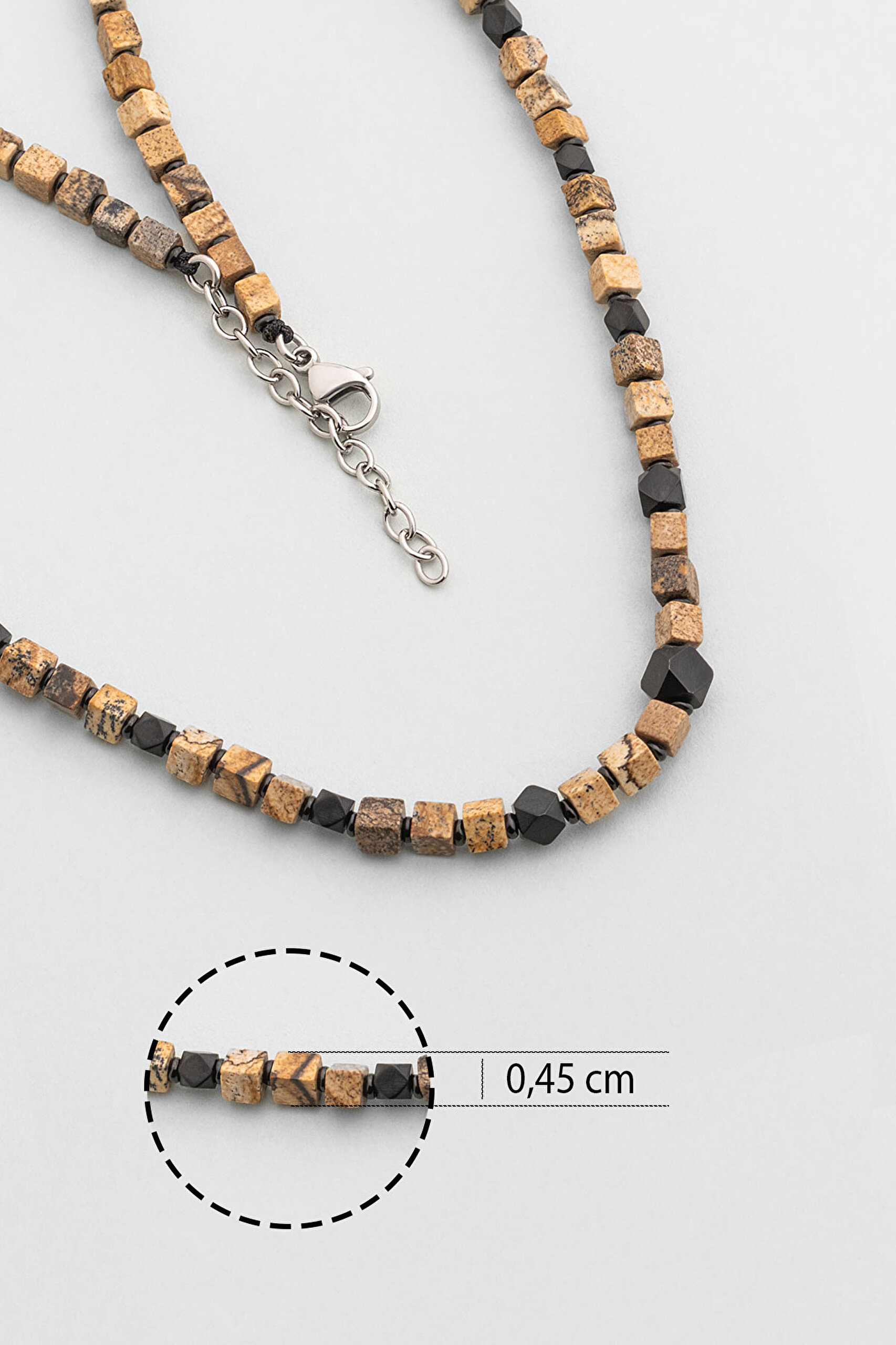 ⁠ Jasper Taşlı 55 Cm Çelik Erkek Kolye_2}