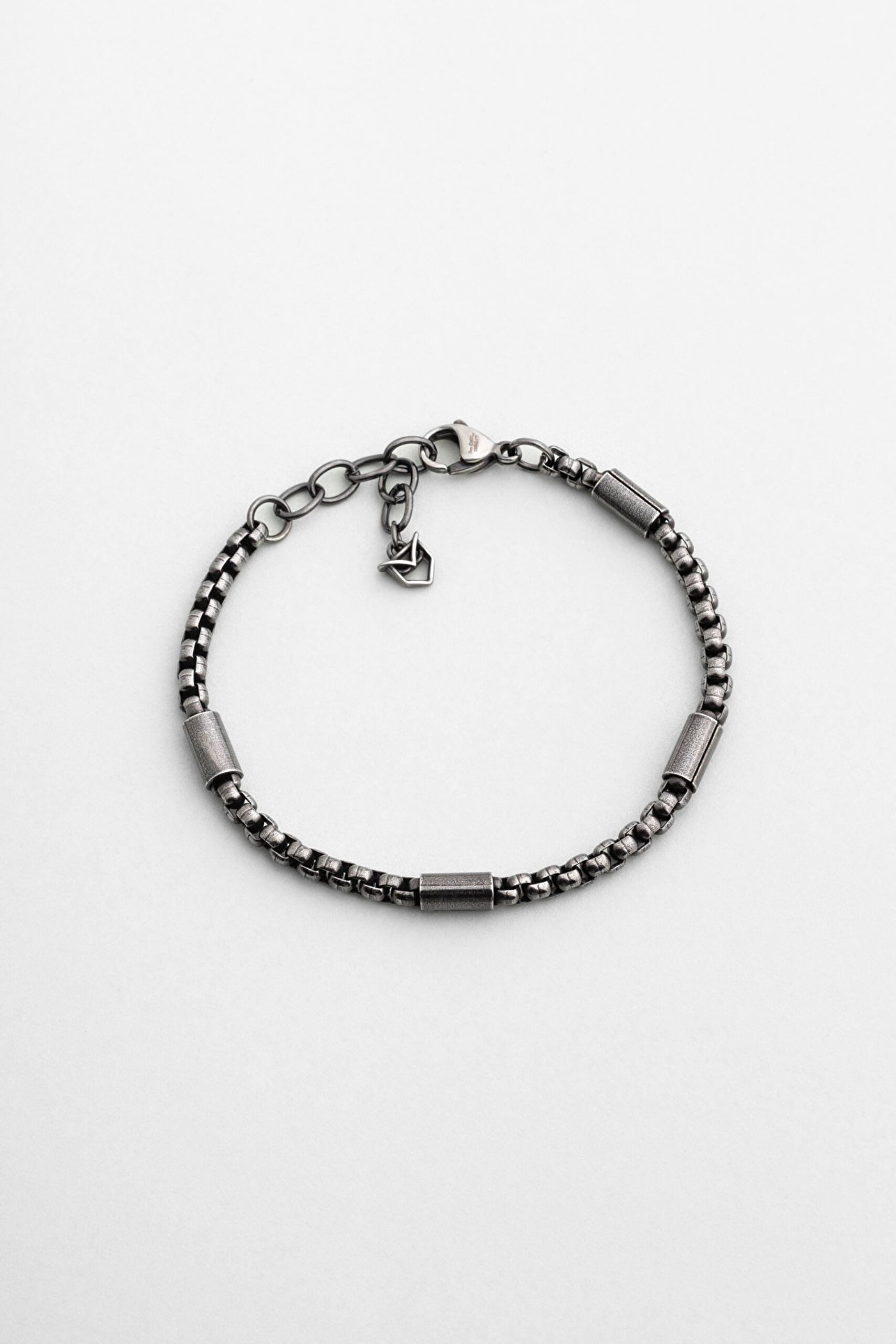 ⁠ Zincir Detaylı Çelik 21 Cm Erkek Bileklik_0}