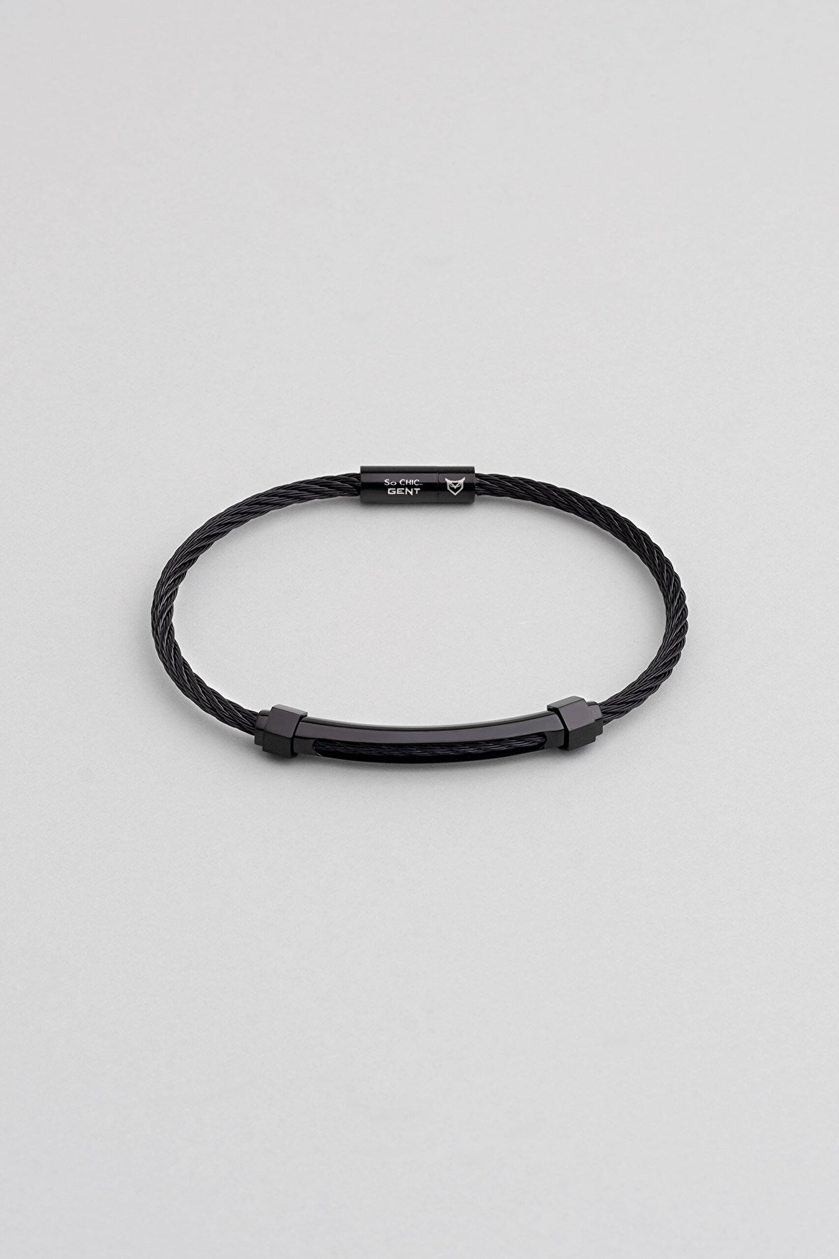 Siyah Detaylı Çelik Erkek Bileklik - 0