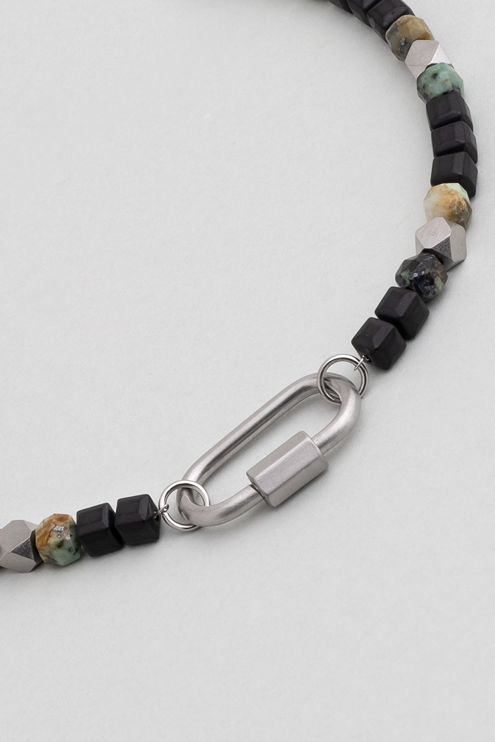 ⁠ Jasper ve Hematit Taşlı 23 Cm Çelik Erkek Bileklik_1}