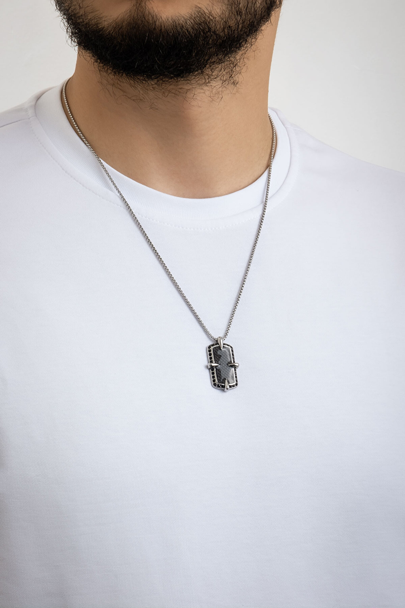 ⁠ Modern Stil Erkek Çelik Kolye_2}