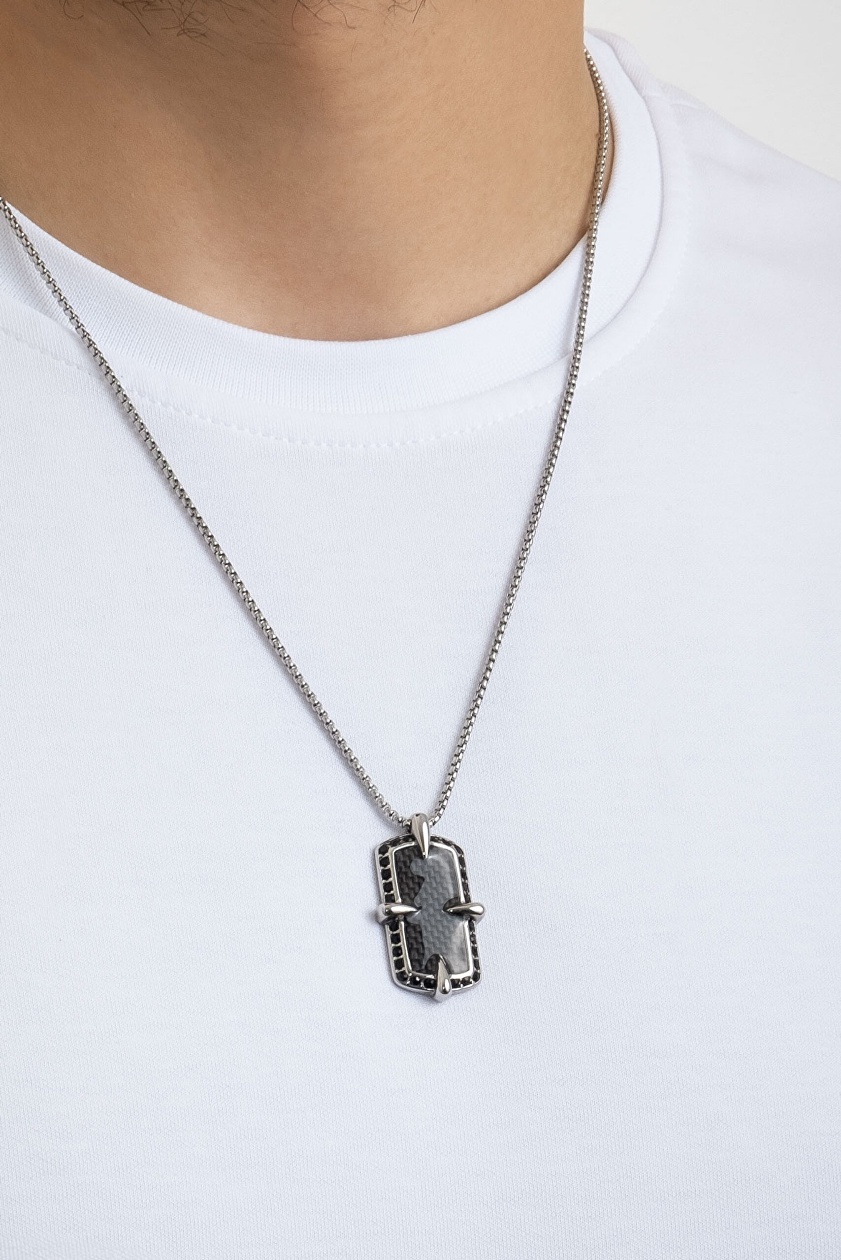 ⁠ Modern Stil Erkek Çelik Kolye_3}