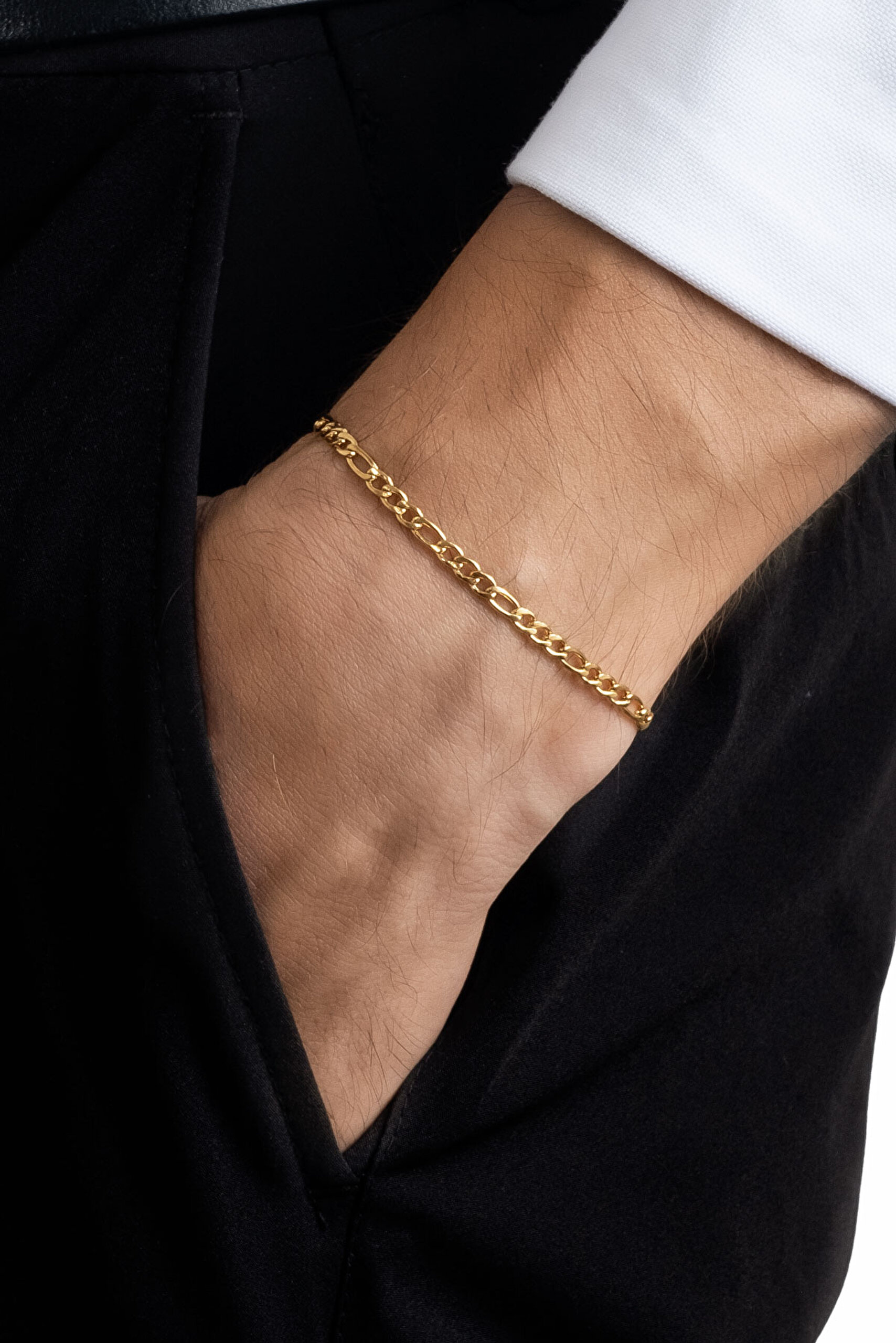 ⁠ Klasik Sarı Kaplama Çelik Erkek Bileklik_3}