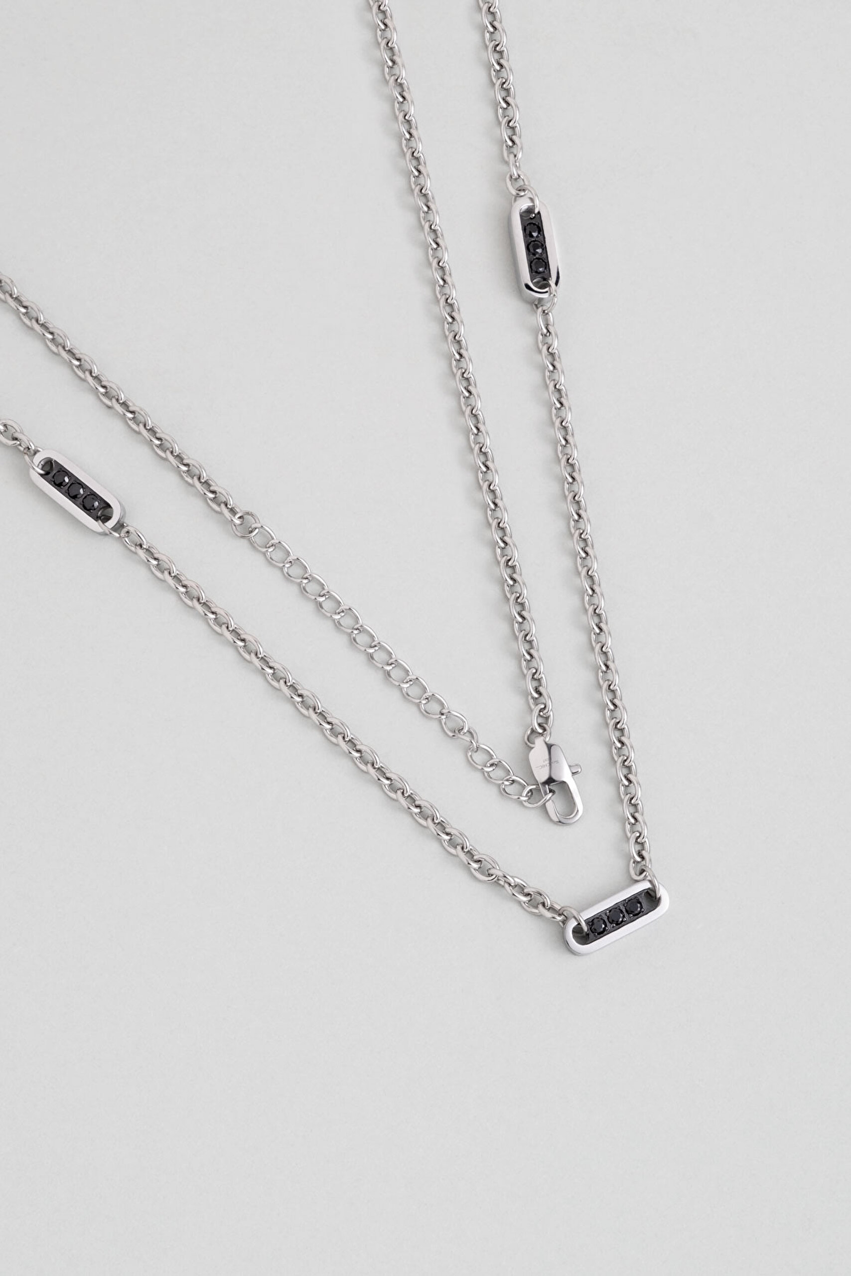 ⁠ Zirkon Taş Detaylı 55 Cm Çelik Erkek Kolye_0}