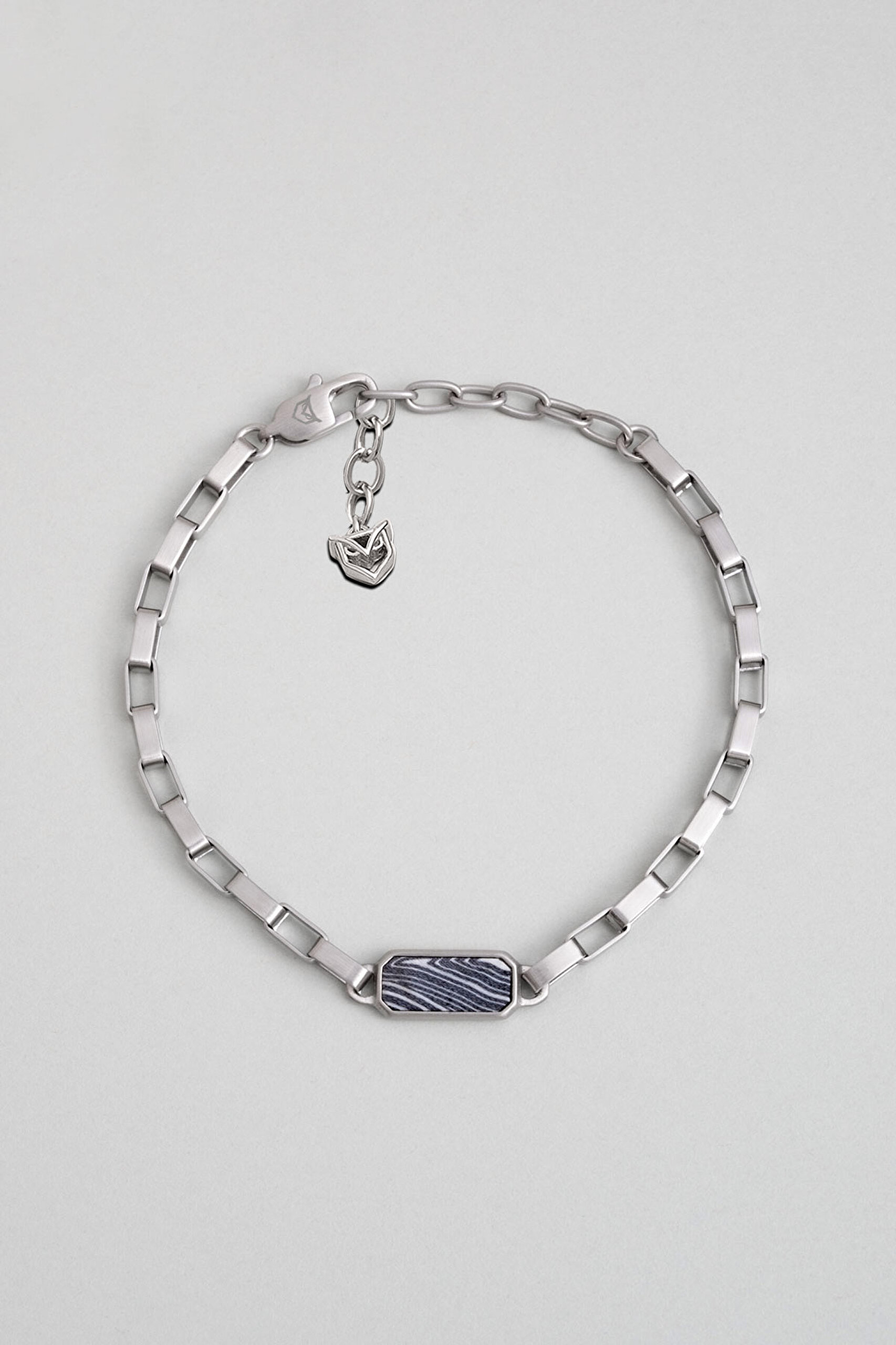 ⁠ Karbon Fiber Detaylı 21 Cm Çelilk Erkek Bileklik_0}