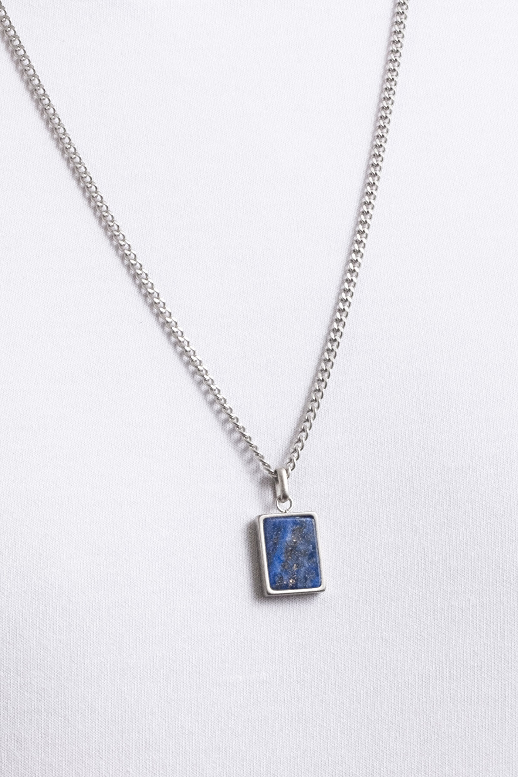 Lapis Taşlı 65 Cm Çelik Erkek Kolye - 3