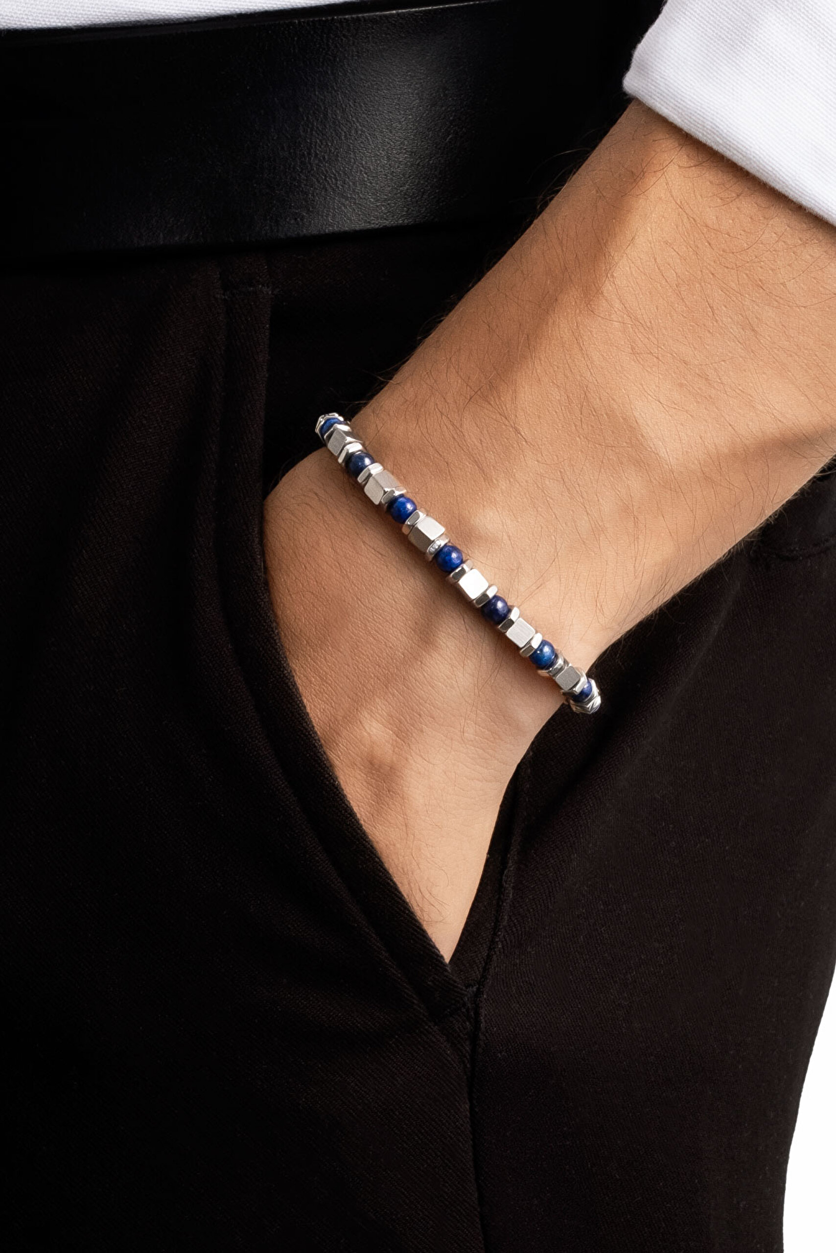 ⁠ Lapis Taşlı 21 Cm Çelik Erkek Bileklik_3}