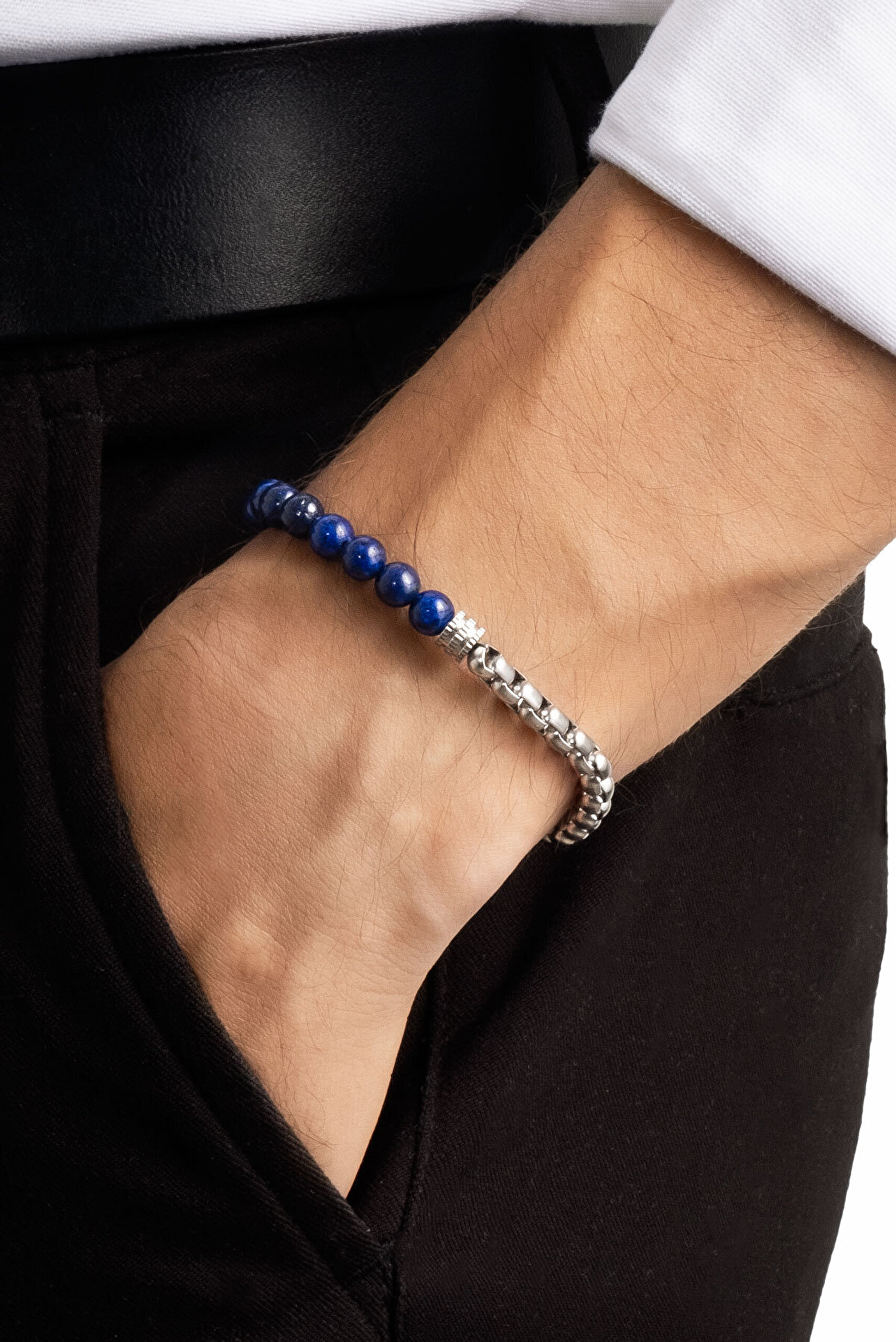 Lapis Taşlı 22 Cm Çelik Erkek Bileklik - 1