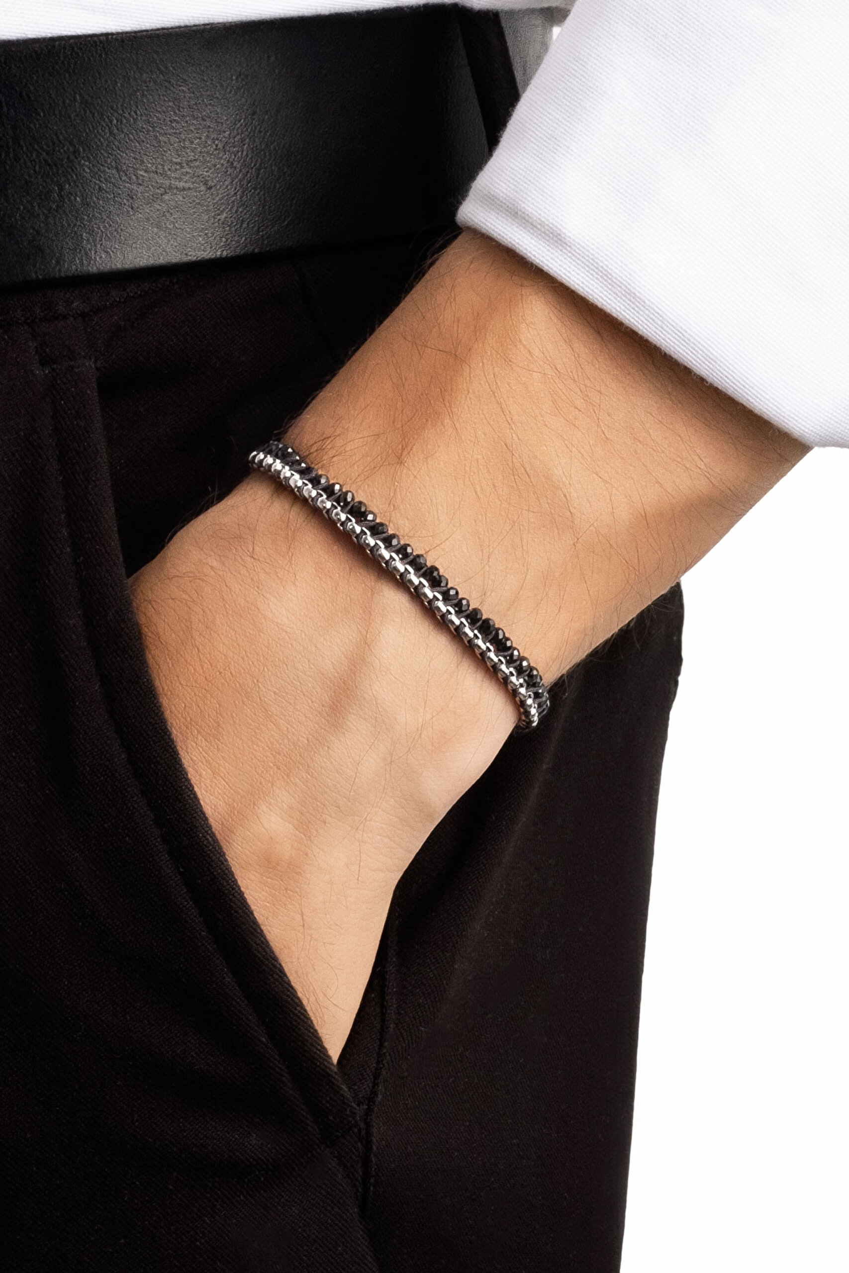 ⁠ Spinel Taşlı 22 Cm Çelik Erkek Bileklik_3}