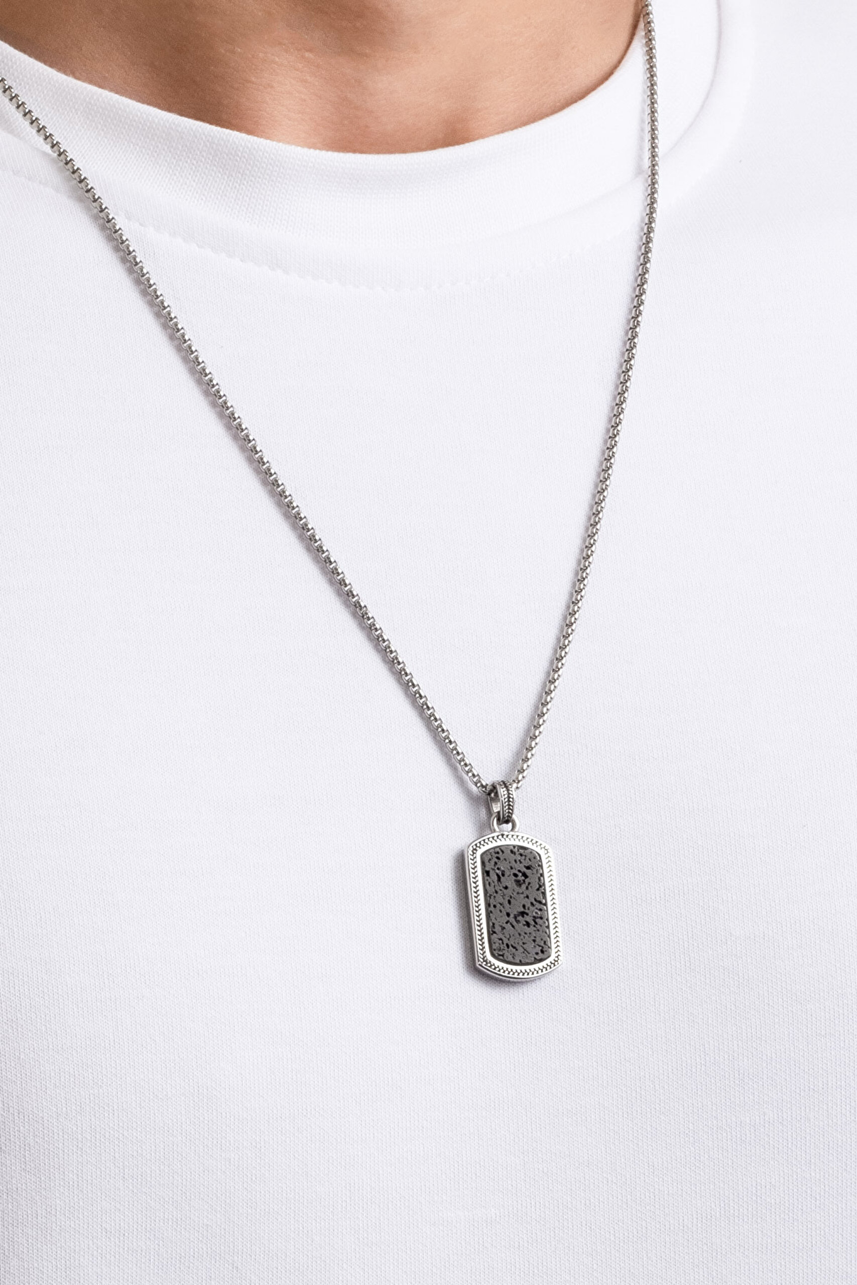 ⁠ Lav Taşlı 60 Cm Çelik Erkek Kolye_3}