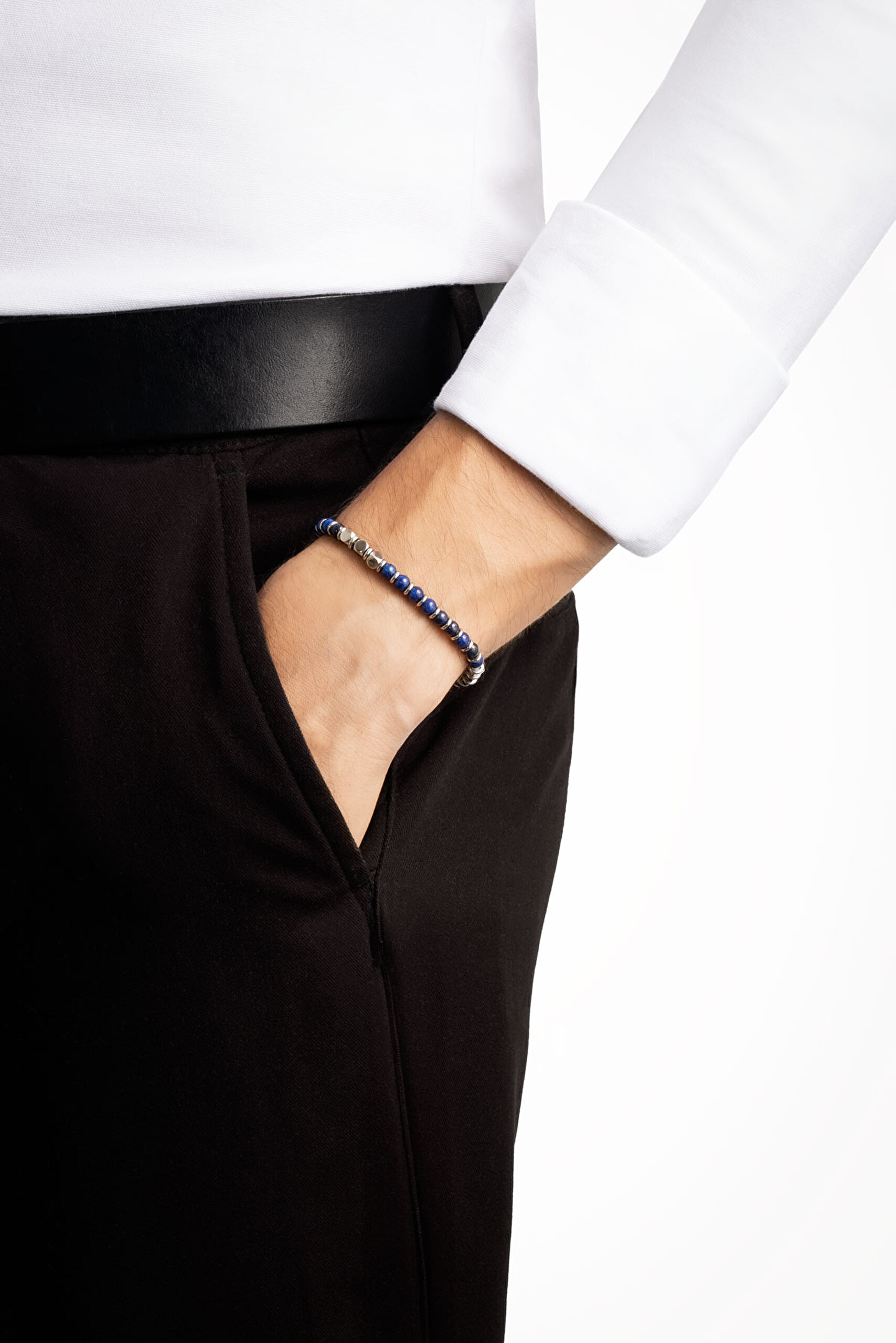 ⁠ Lapis Taşlı 21 Cm Çelik Erkek Bileklik_3}