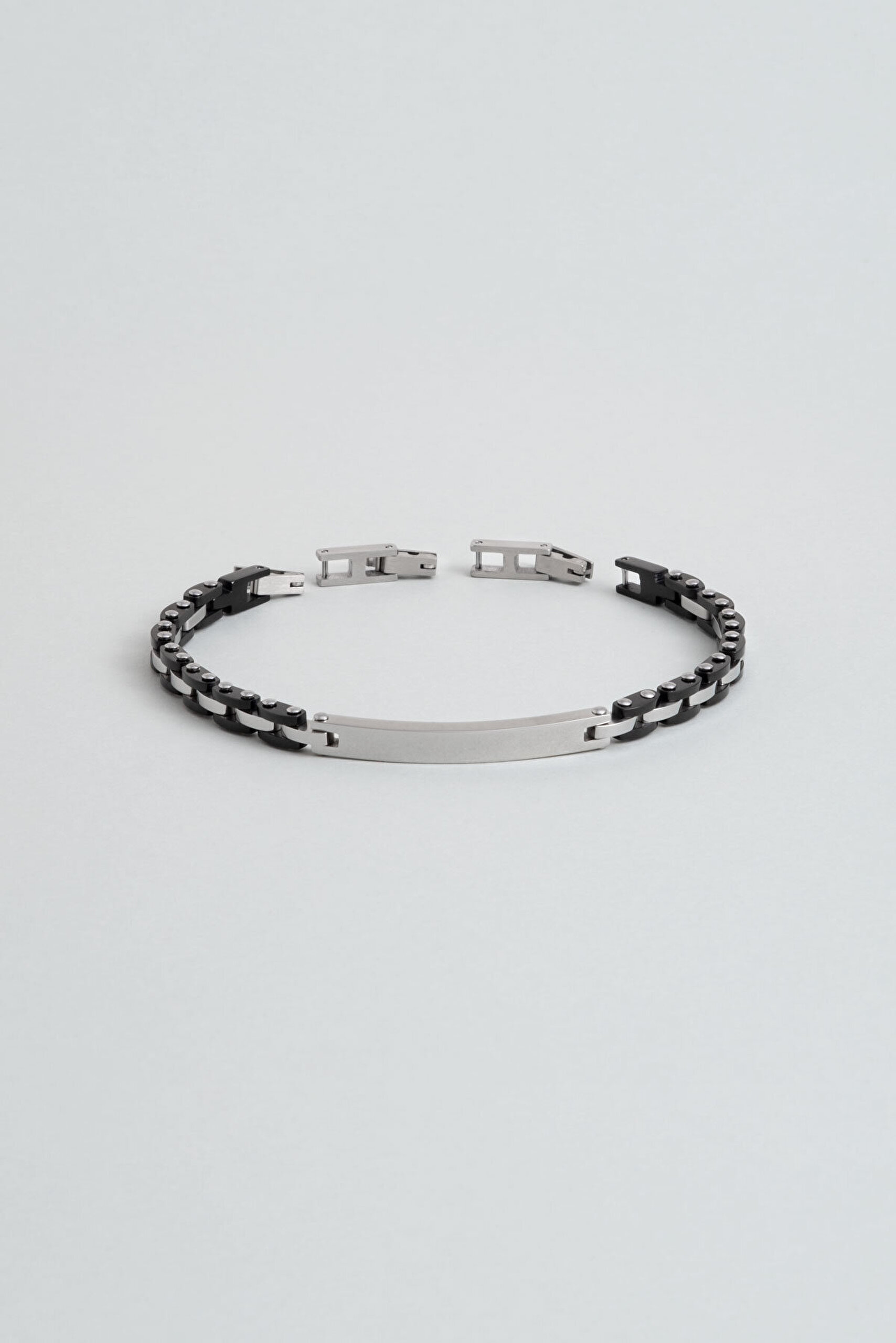 Siyah Detaylı 21 Cm Çelik Erkek Bileklik - 0