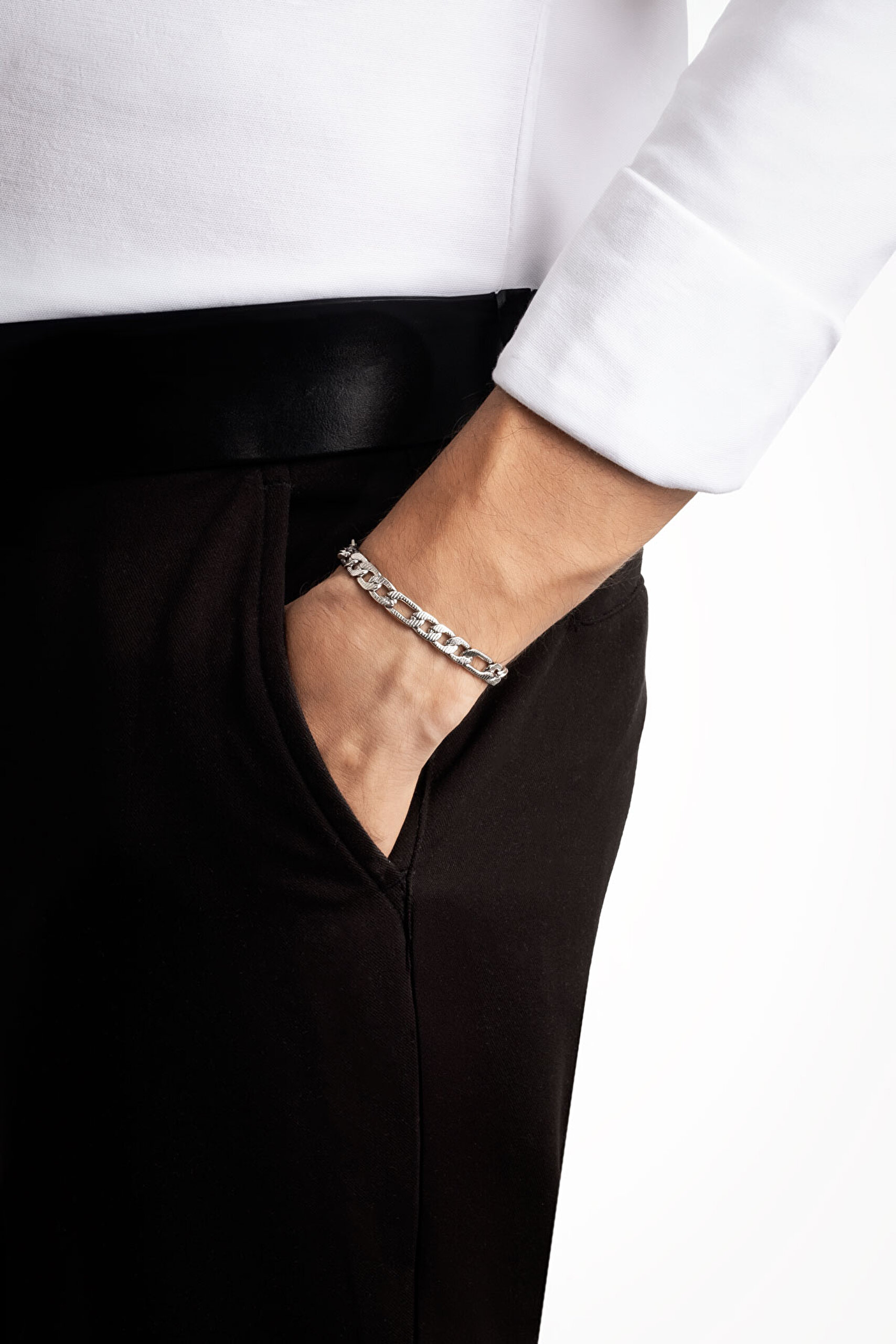 ⁠ Eskitme Model Çelik Erkek Bileklik_3}