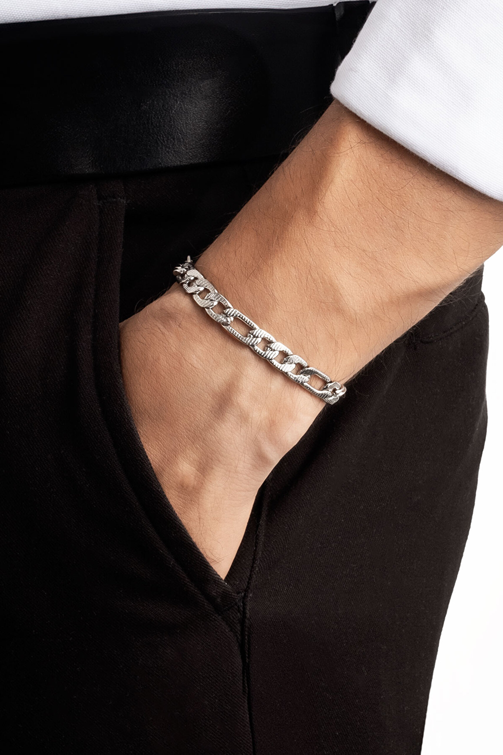 ⁠ Eskitme Model Çelik Erkek Bileklik_4}