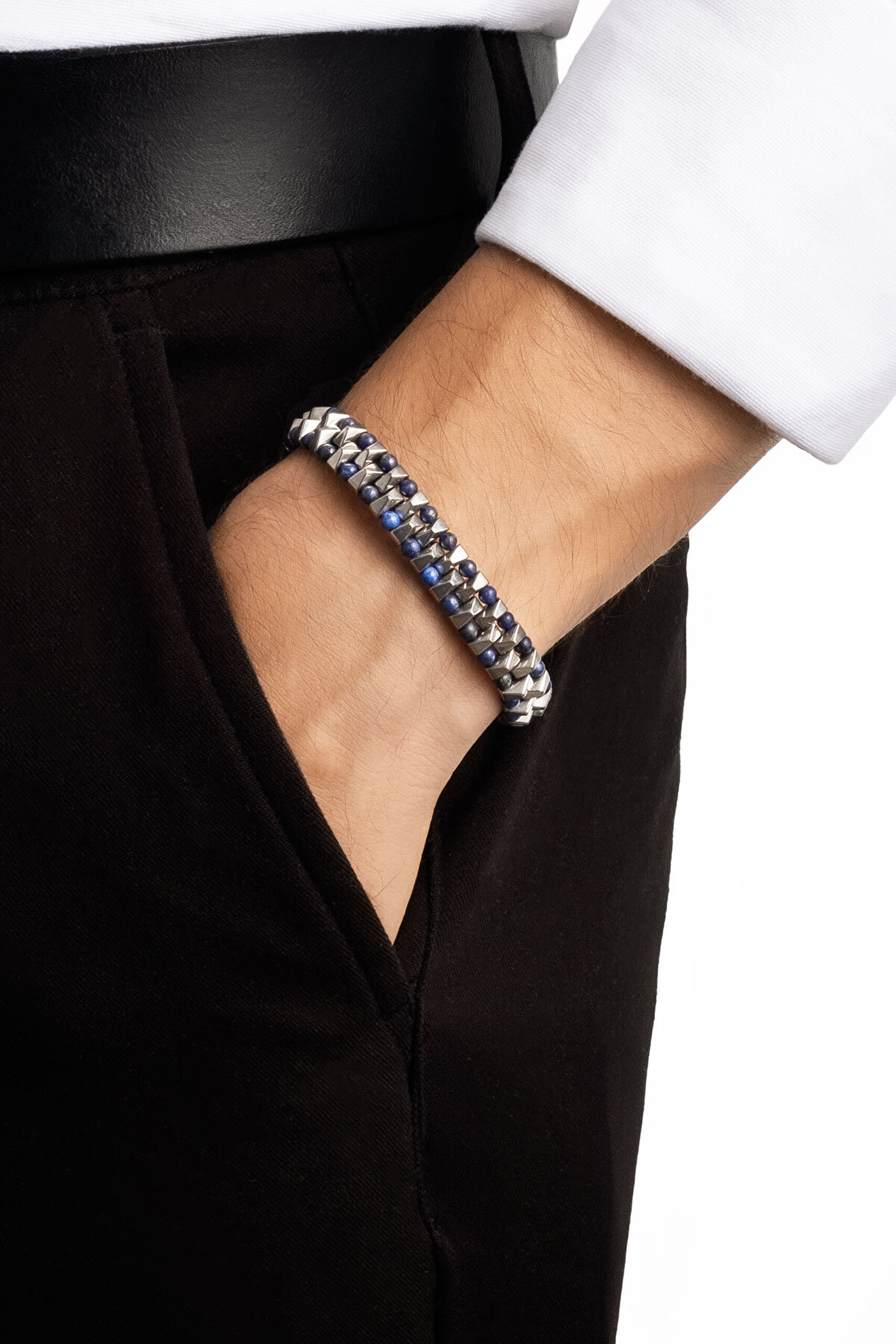 Lapis Taşlı 21 Cm Çelik Erkek Bileklik - 3