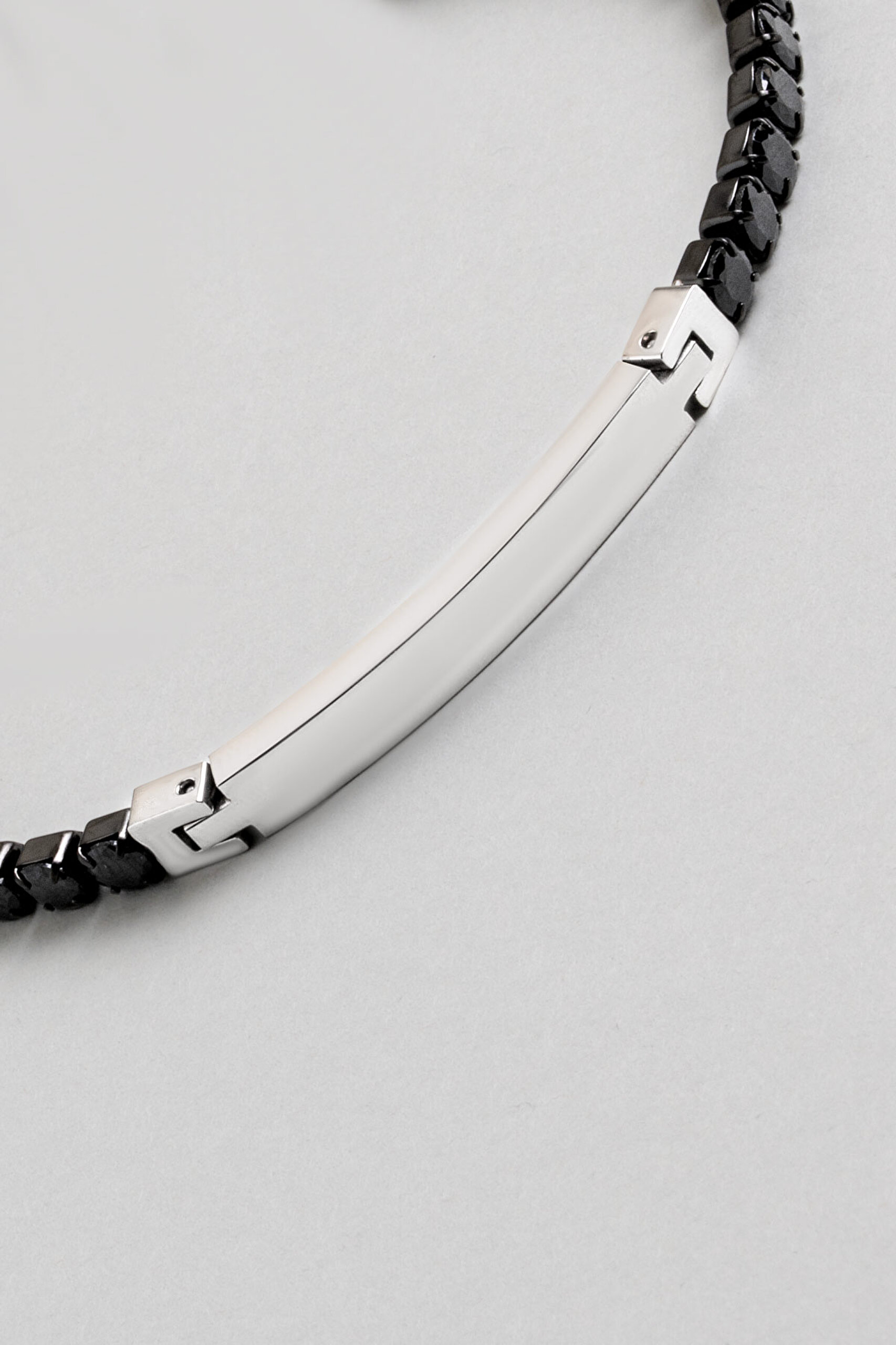 ⁠ Siyah Taşlı 19 Cm Çelik Erkek Bileklik_4}