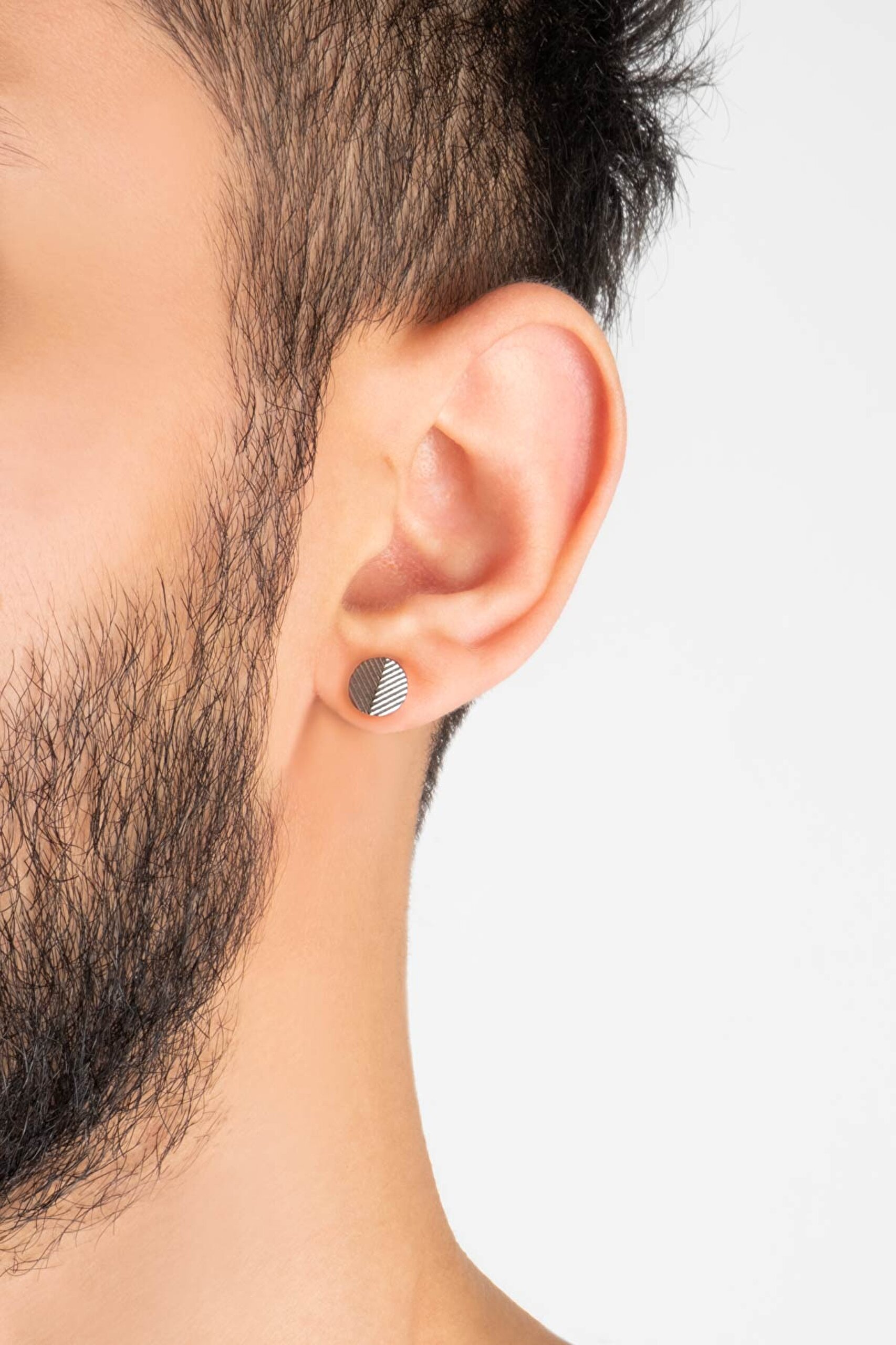 ⁠ Minimal Stil Çelik Erkek Küpe_2}