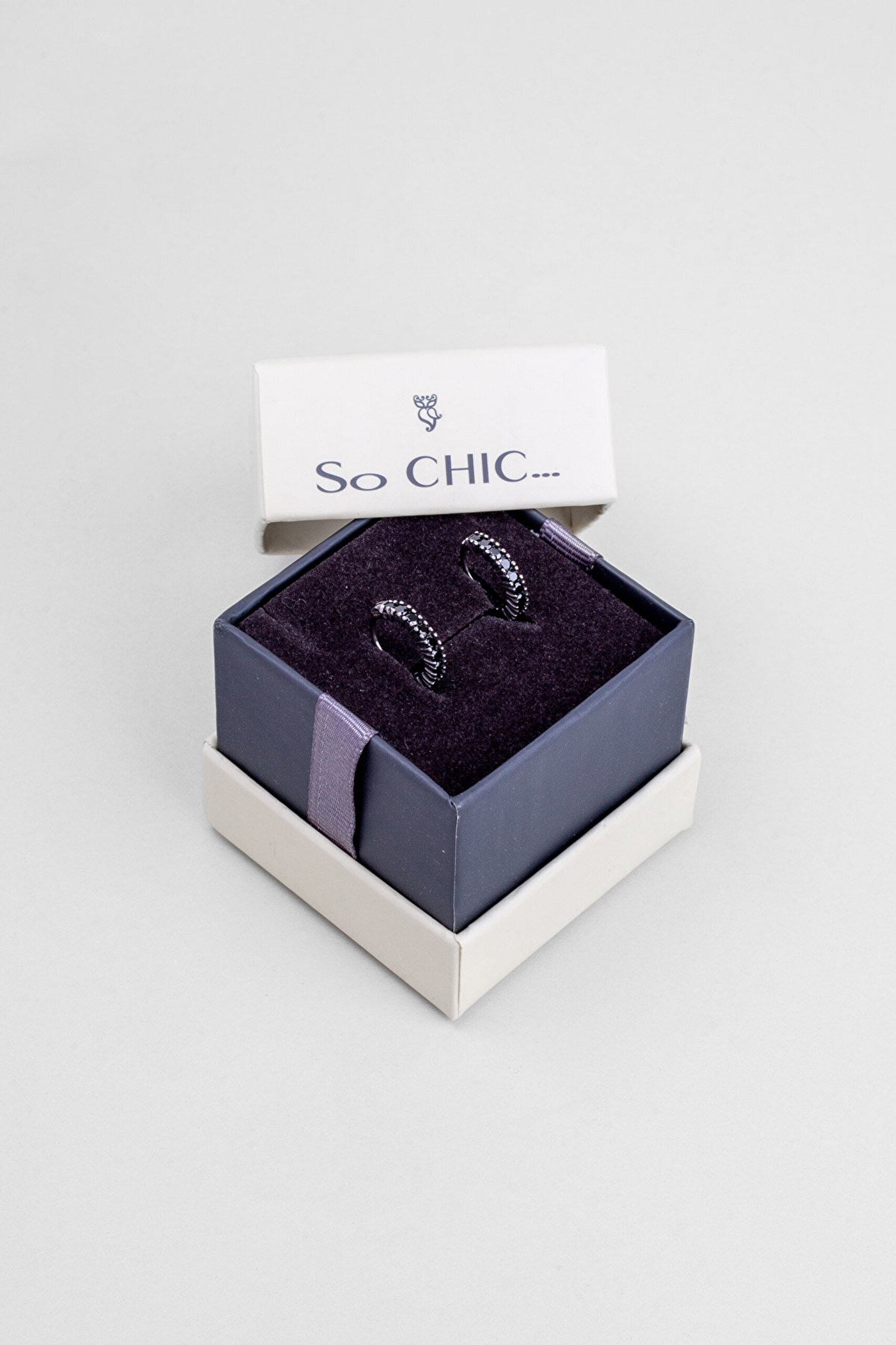 Siyah So CHIC... Zirkonu Taşlı Çelik Erkek Halka Küpe - 4