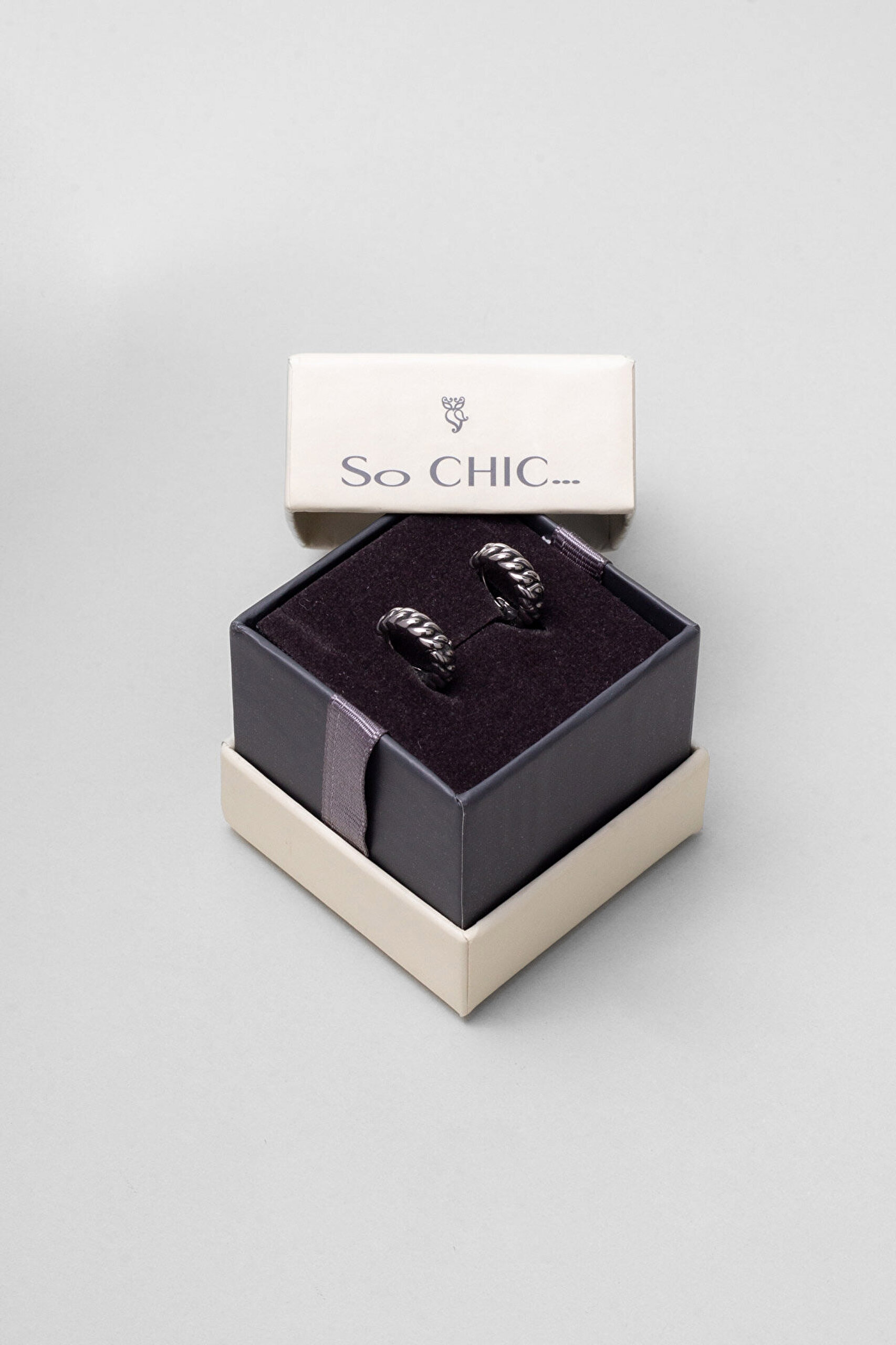 Örgü Stil Çelik Erkek Halka Küpe - 4