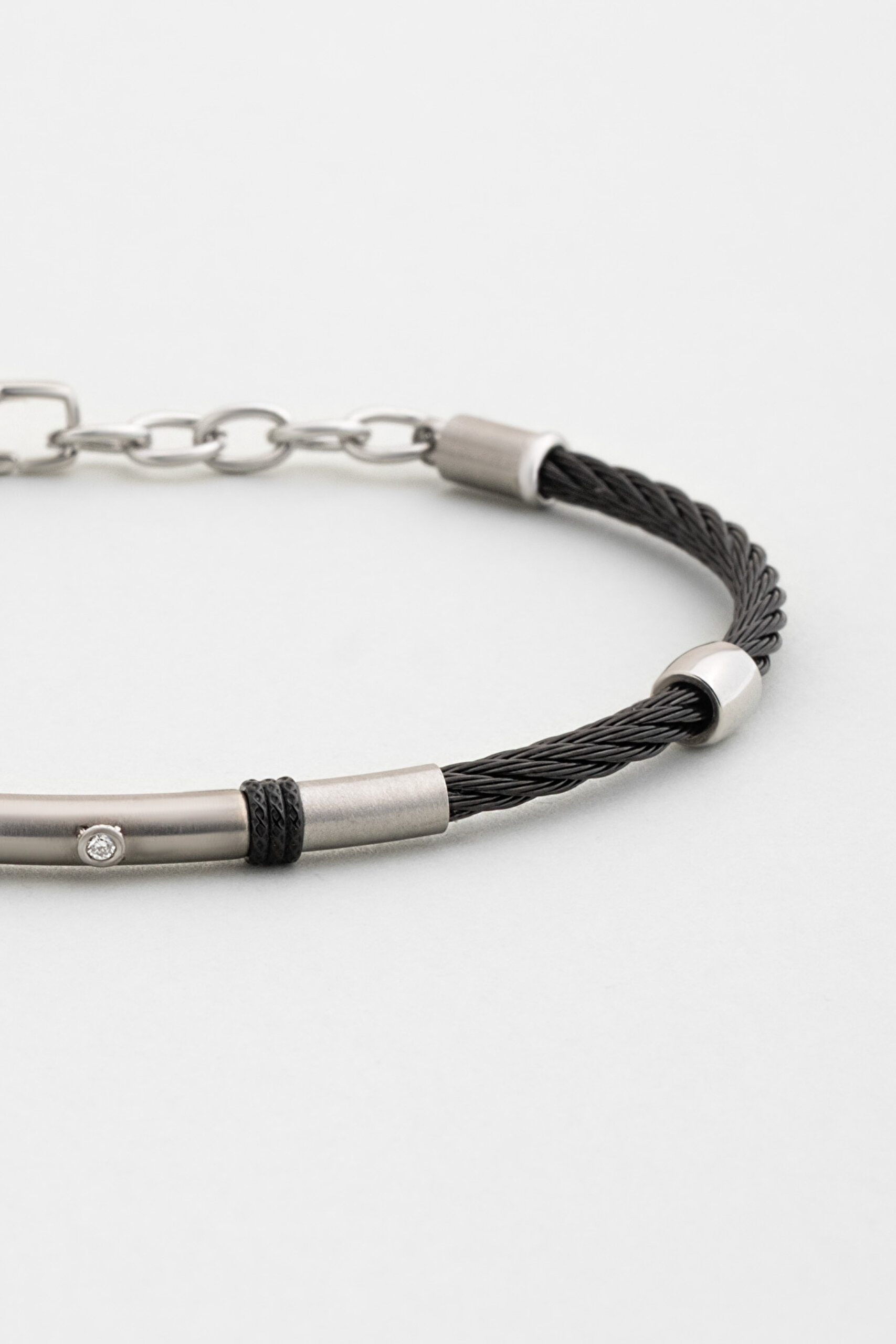 ⁠ İtalyan Mars Çelik Erkek Pırlanta Bileklik_2}