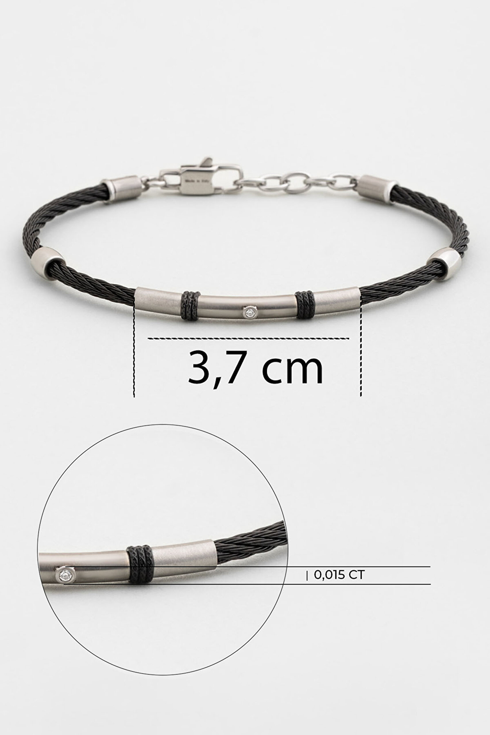 ⁠ İtalyan Mars Çelik Erkek Pırlanta Bileklik_1}