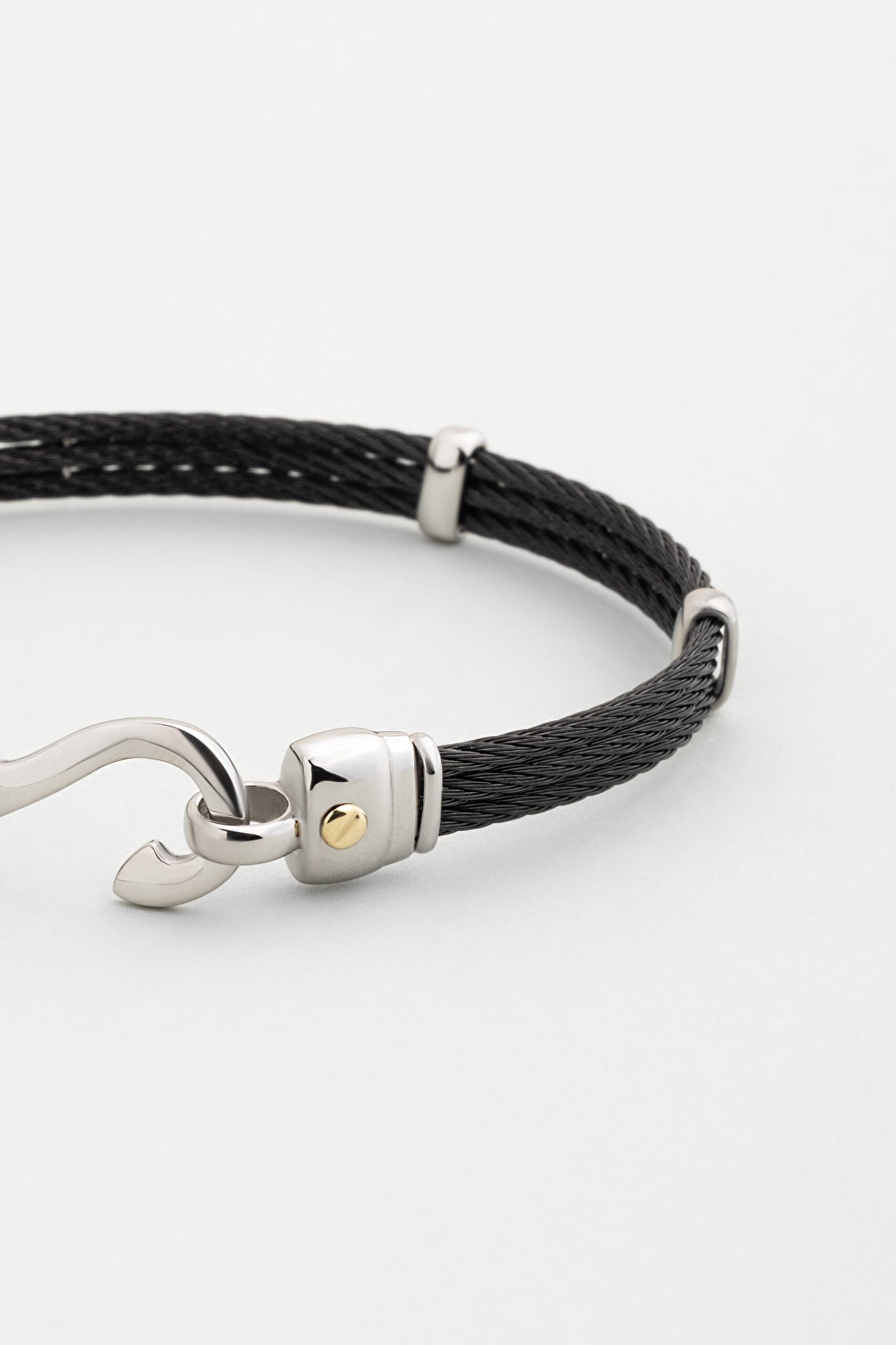 ⁠ Janus İtalyan 18 Ayar Sarı Altın Detaylı Çelik Erkek Bileklik_2}