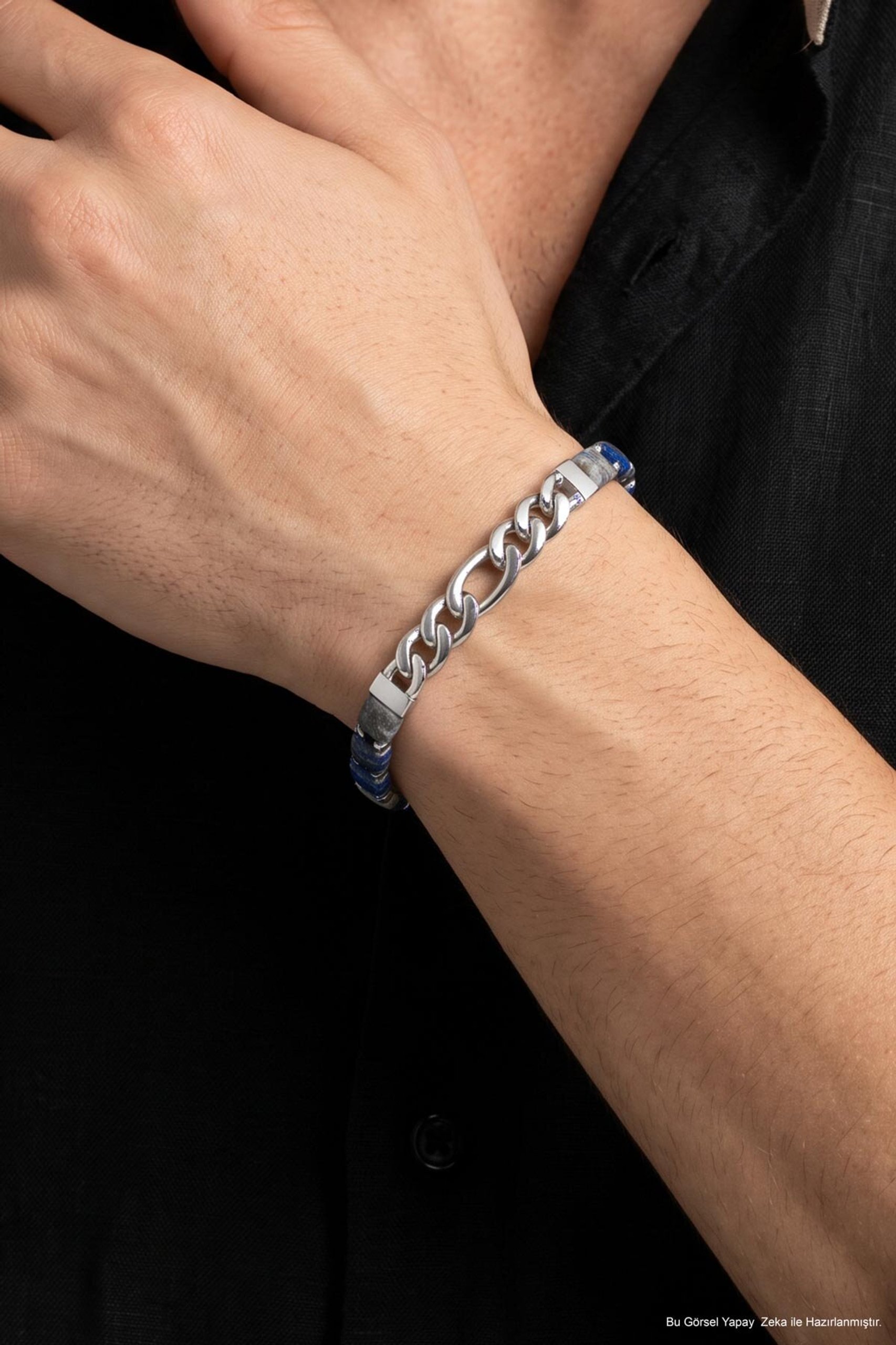Babil Lapis Taşlı 21 Cm Çelik Erkek Bileklik - 1
