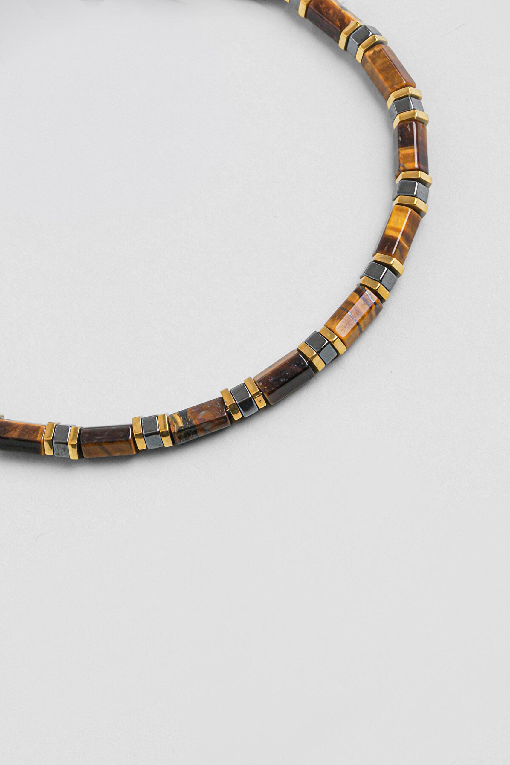 Horus Kaplan Gözü ve Hematit Taşlı 22 Cm Çelik Erkek Bileklik - 4
