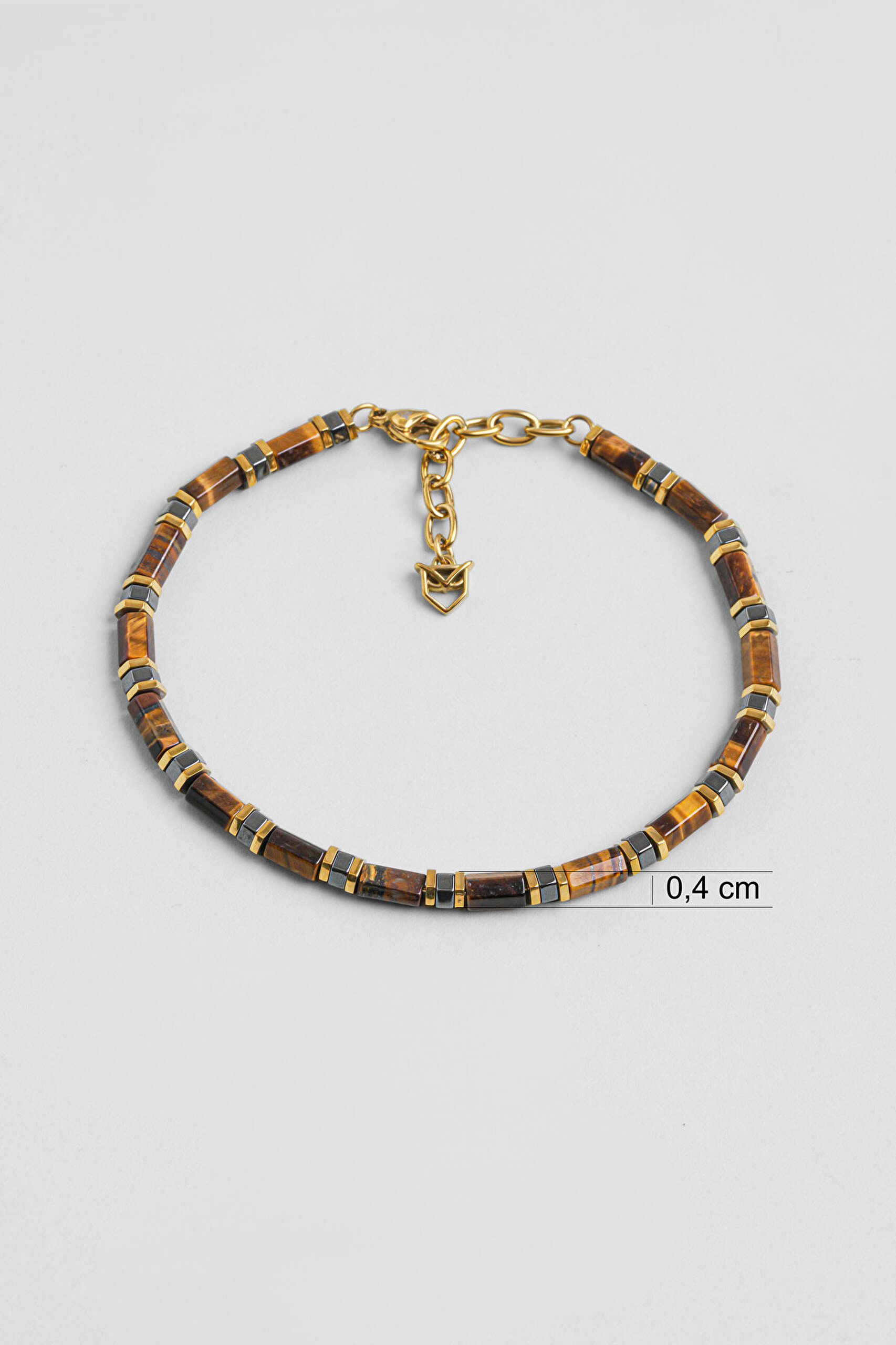 Horus Kaplan Gözü ve Hematit Taşlı 22 Cm Çelik Erkek Bileklik - 2