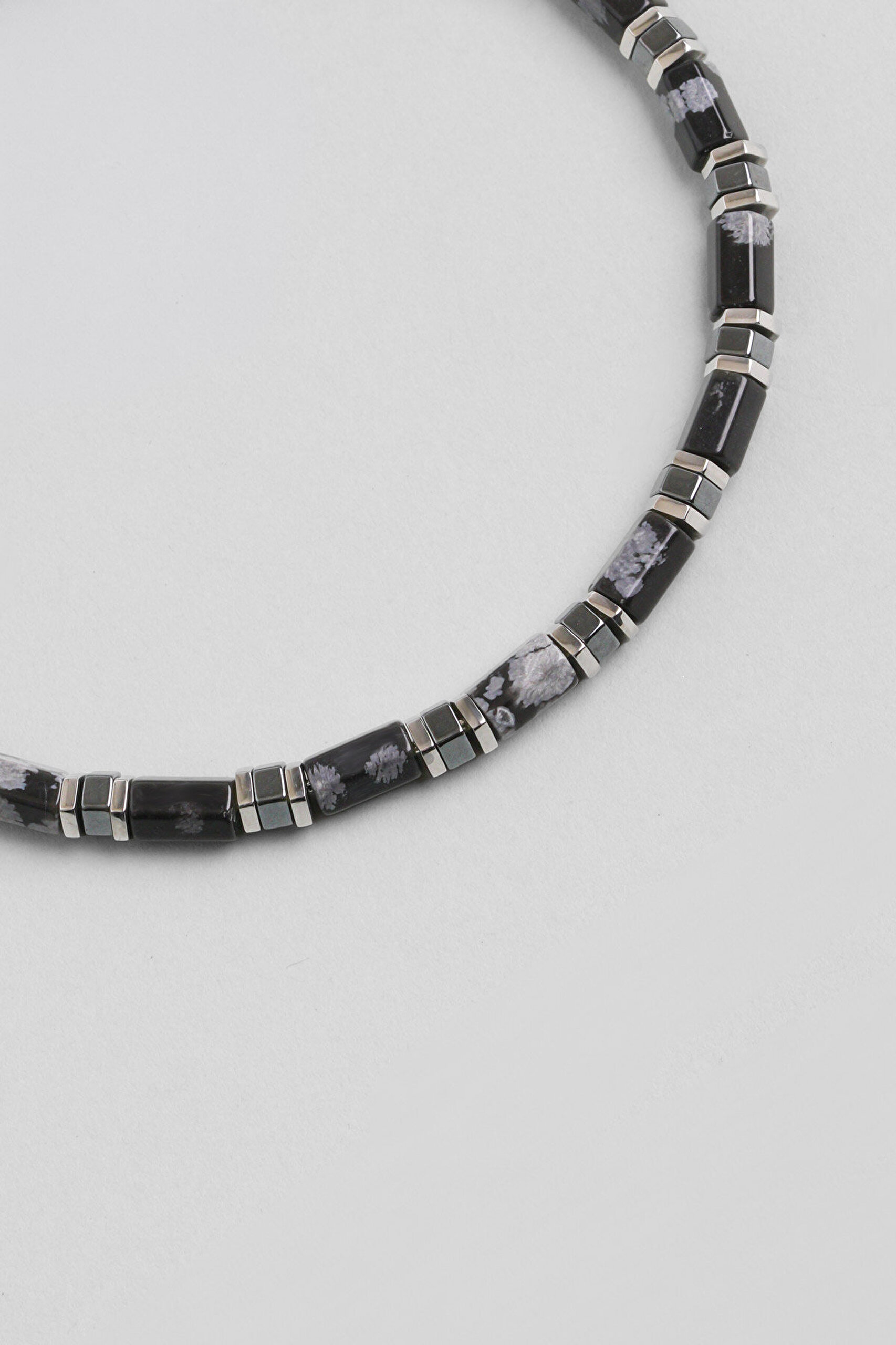 Horus Obsidyen ve Hematit Taşlı 22 Cm Çelik Erkek Bileklik - 4