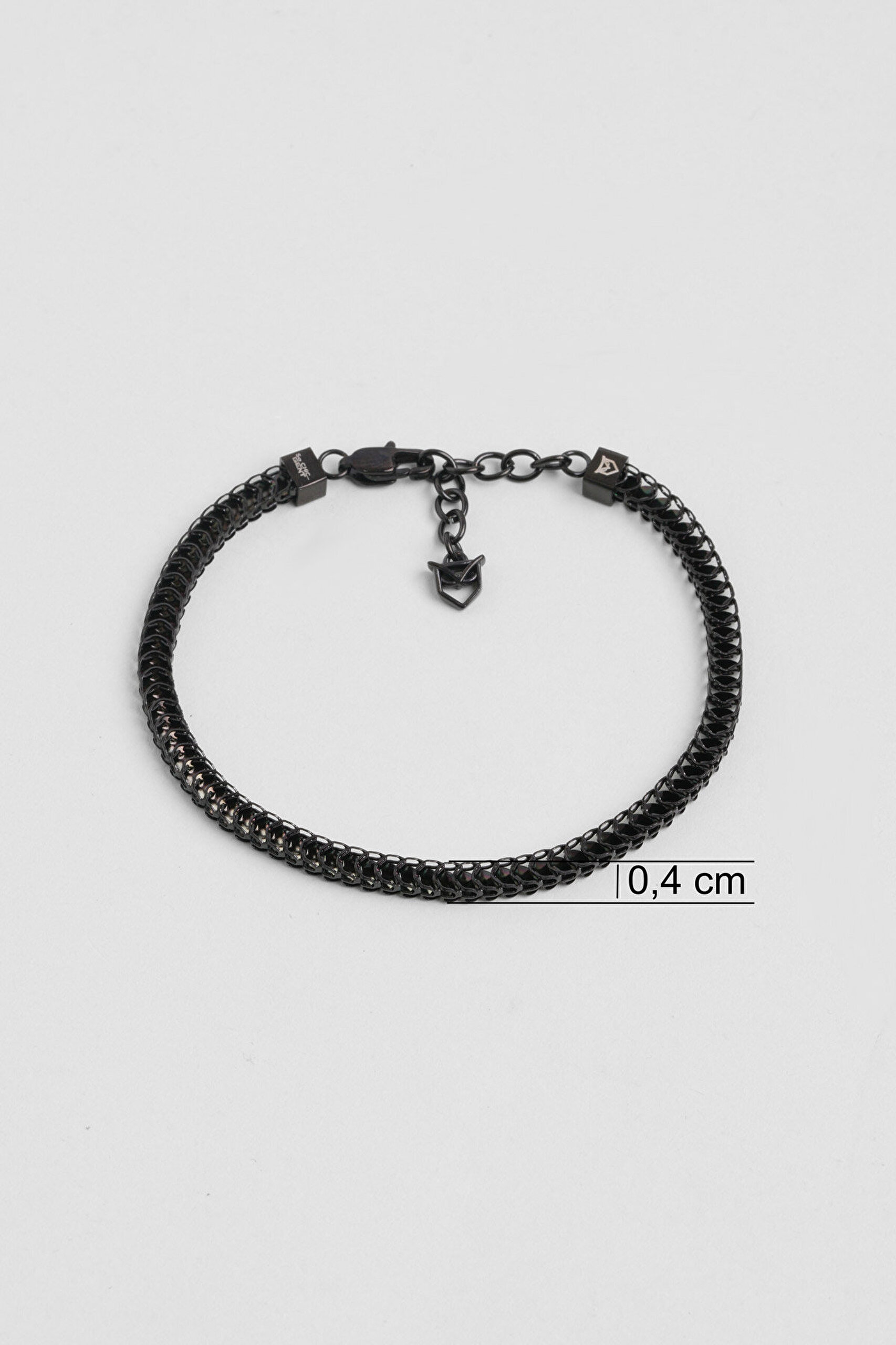 Siyah Zırh 21 Cm Çelik Erkek Bileklik - 2