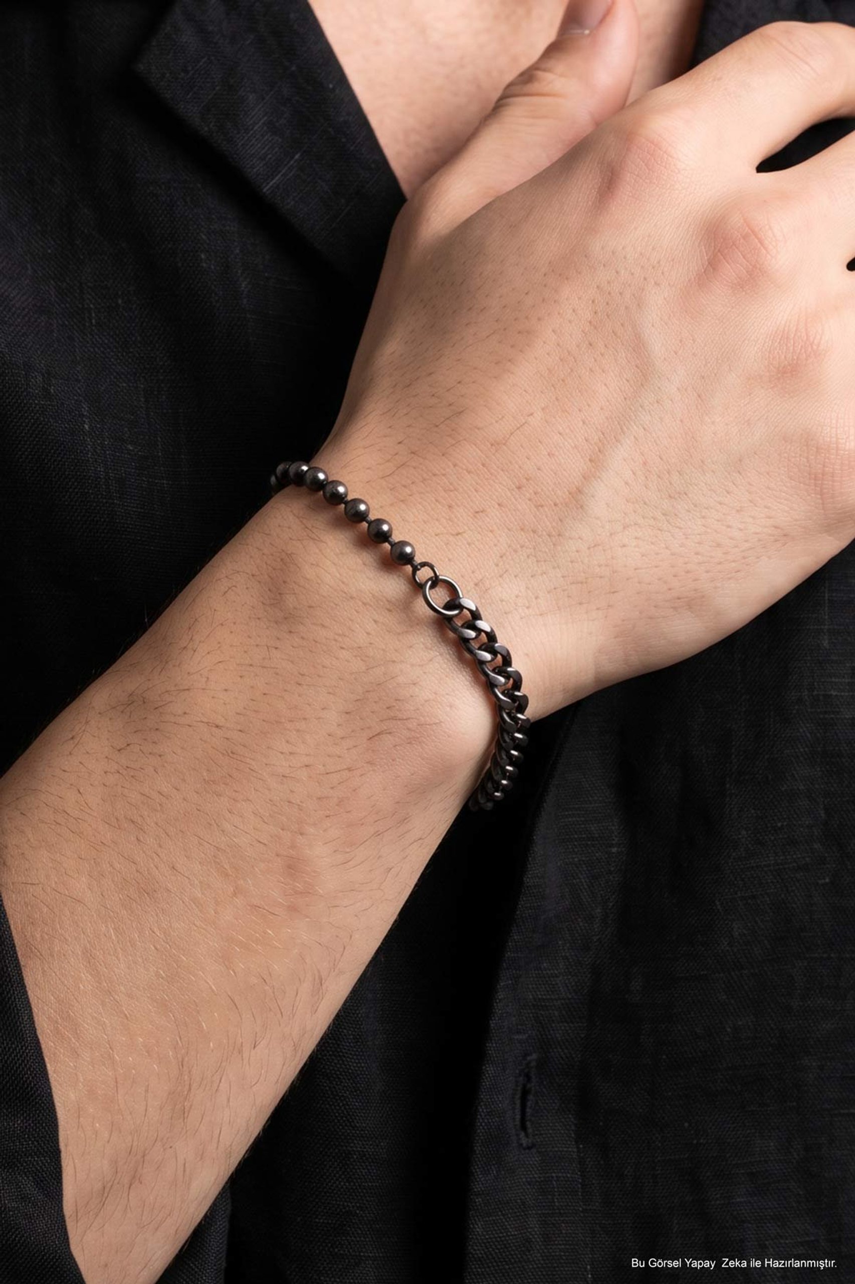 Klasik Stil 21 Cm Çelik Erkek Zincir Bileklik - 1