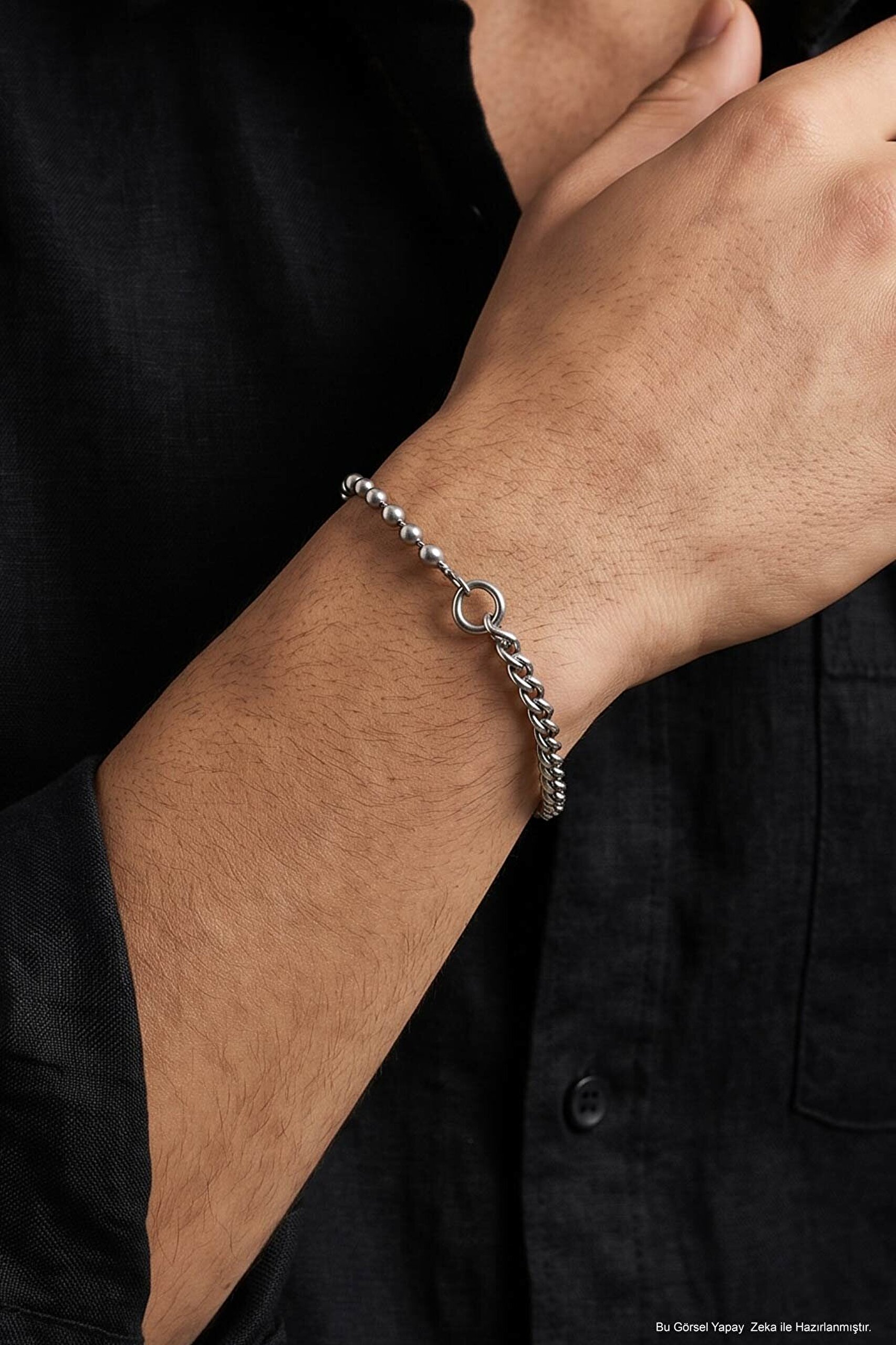 Klasik Stil 21 Cm Çelik Erkek Zincir Bileklik - 1