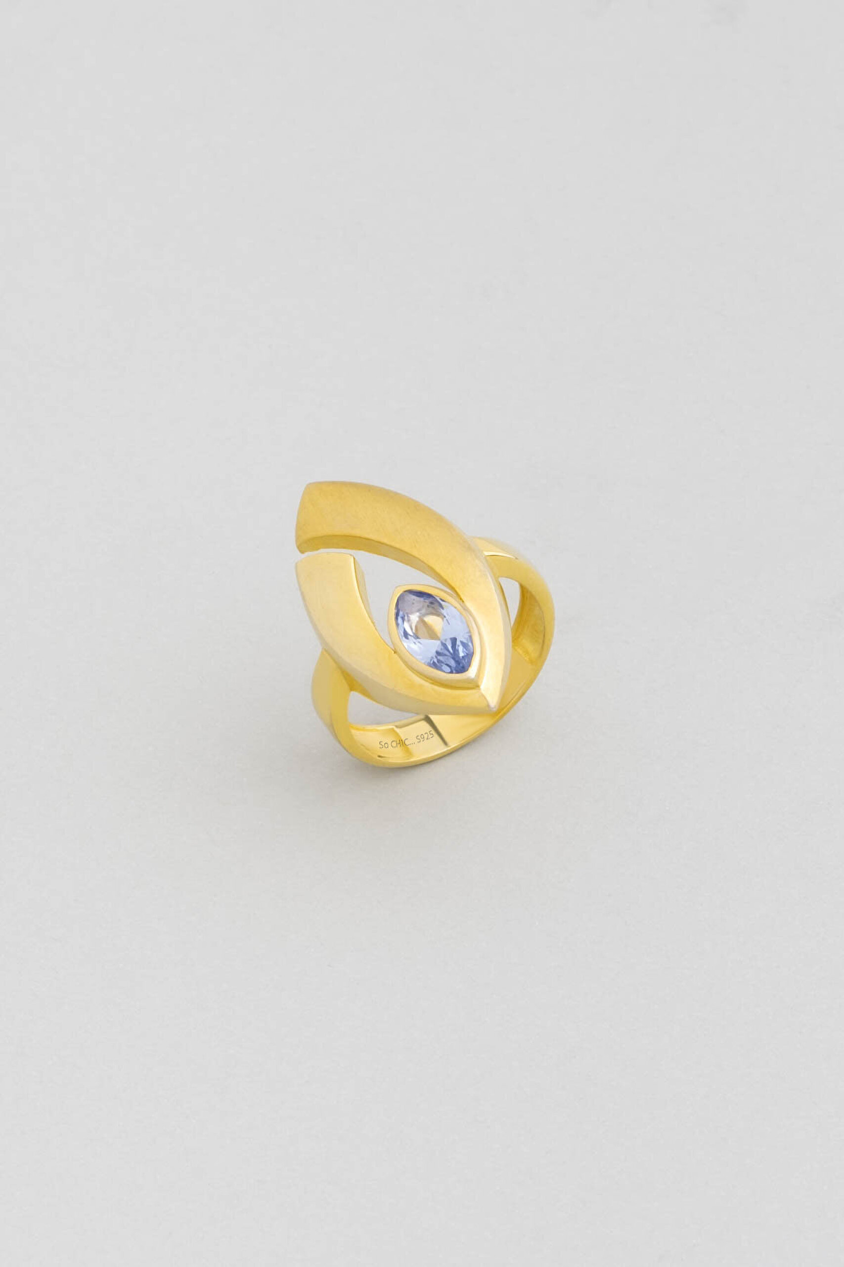 Giza Esintisi 18 Ayar Sarı Altın Kaplama Gümüş Yüzük - 0