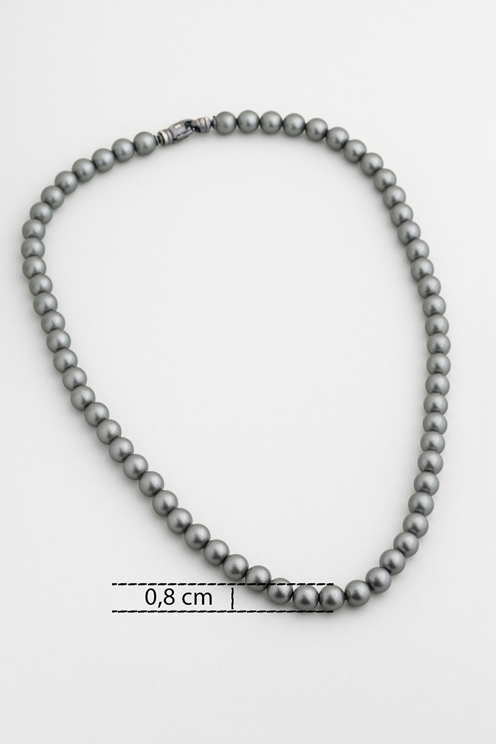 ⁠ İnci Taşlı 50 Cm Gümüş Erkek Kolye_1}