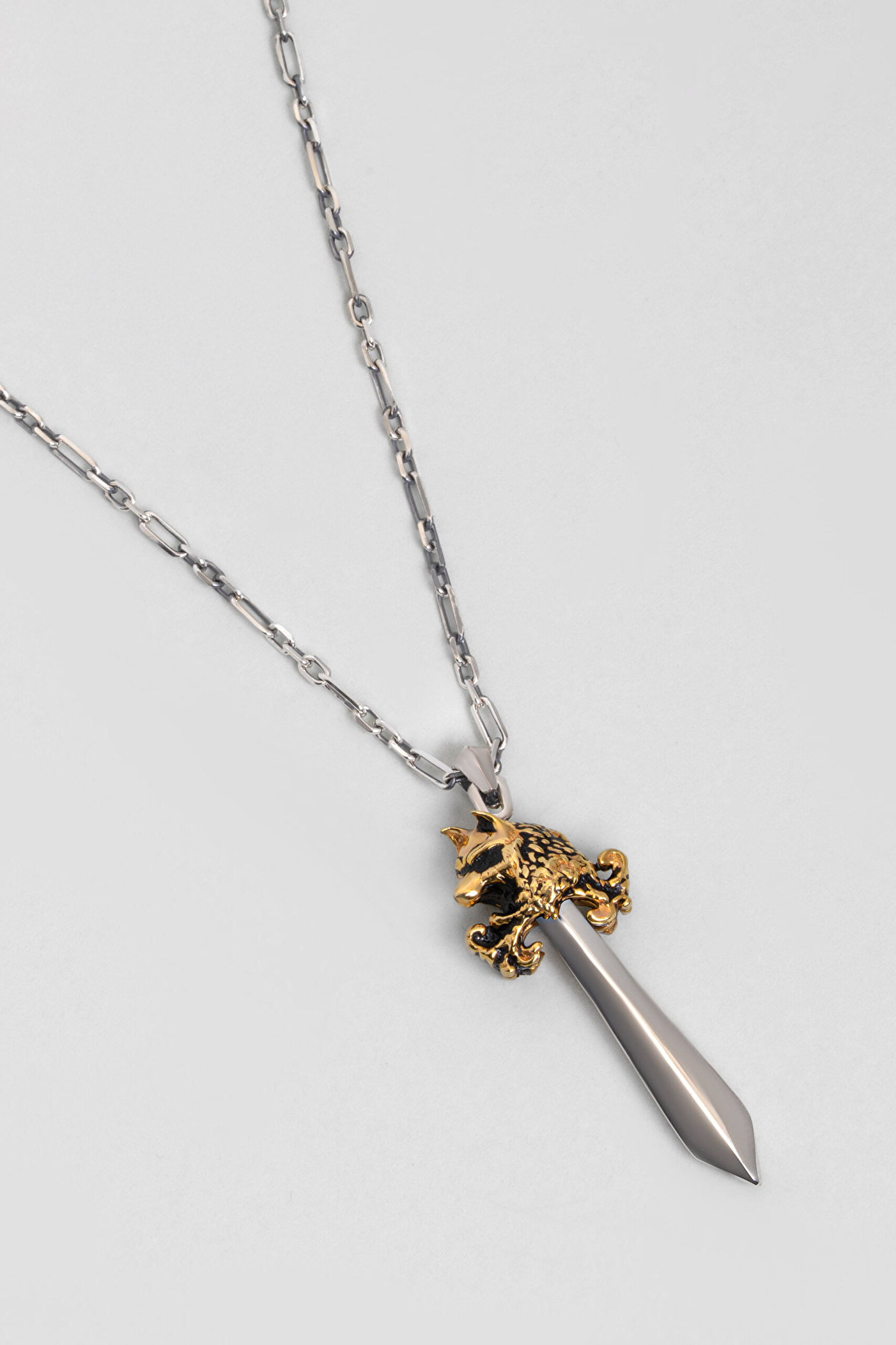 ⁠ Göktürk Kılıcı Oksitli 65 Cm  Gümüş Erkek Kolye_3}