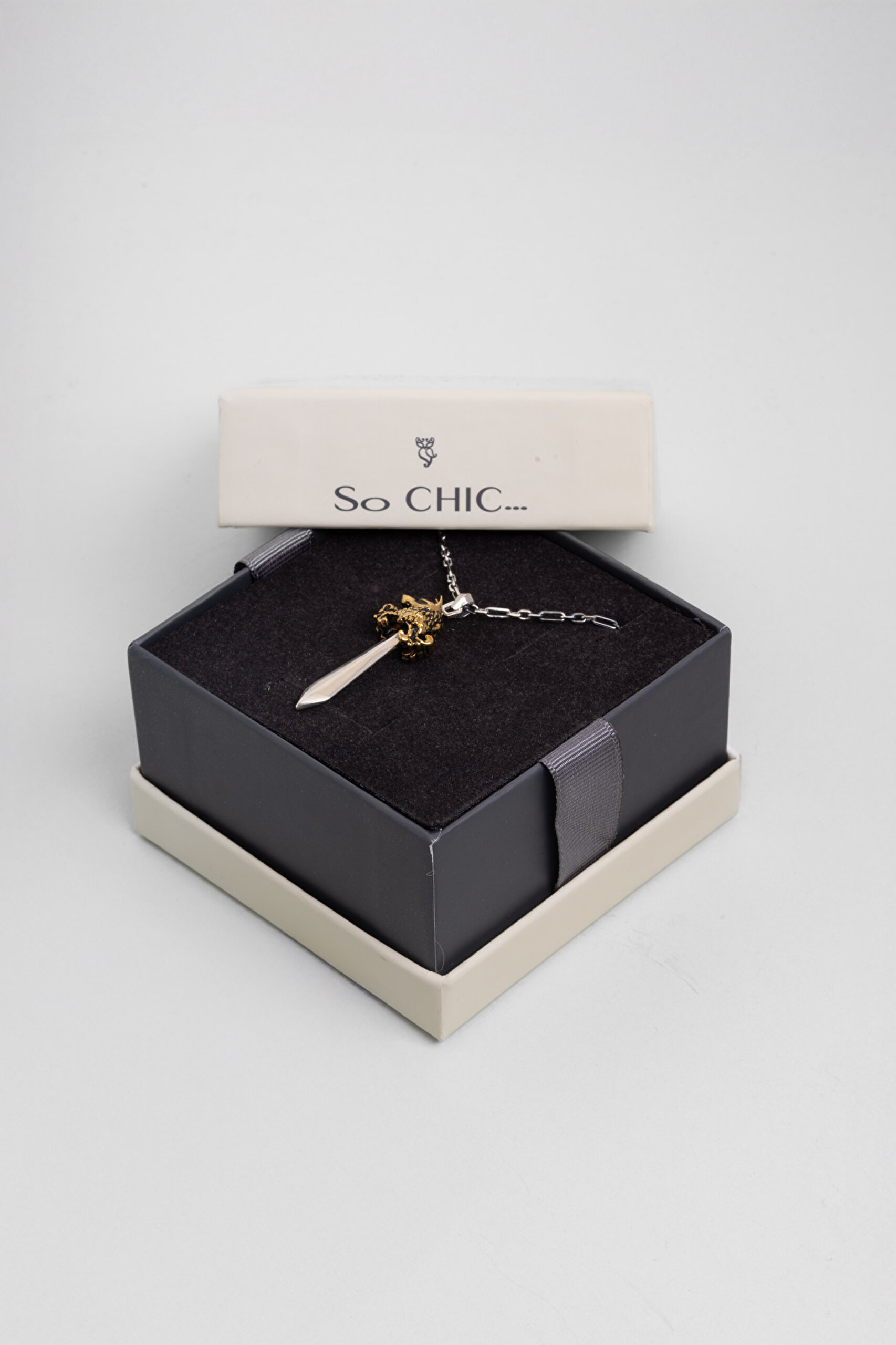 ⁠ Göktürk Kılıcı Oksitli 65 Cm  Gümüş Erkek Kolye_4}