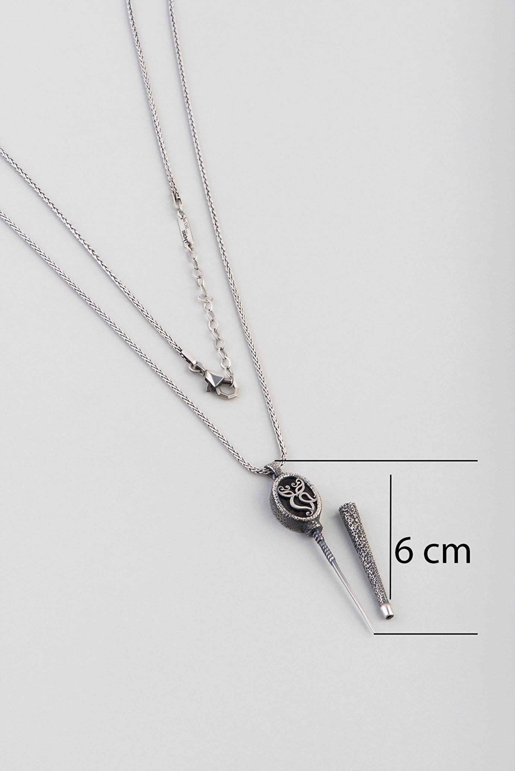 So CHIC... Baykuş Figürlü Erkek 72 Cm Gümüş Kolye ve Puro İğnesi - 2