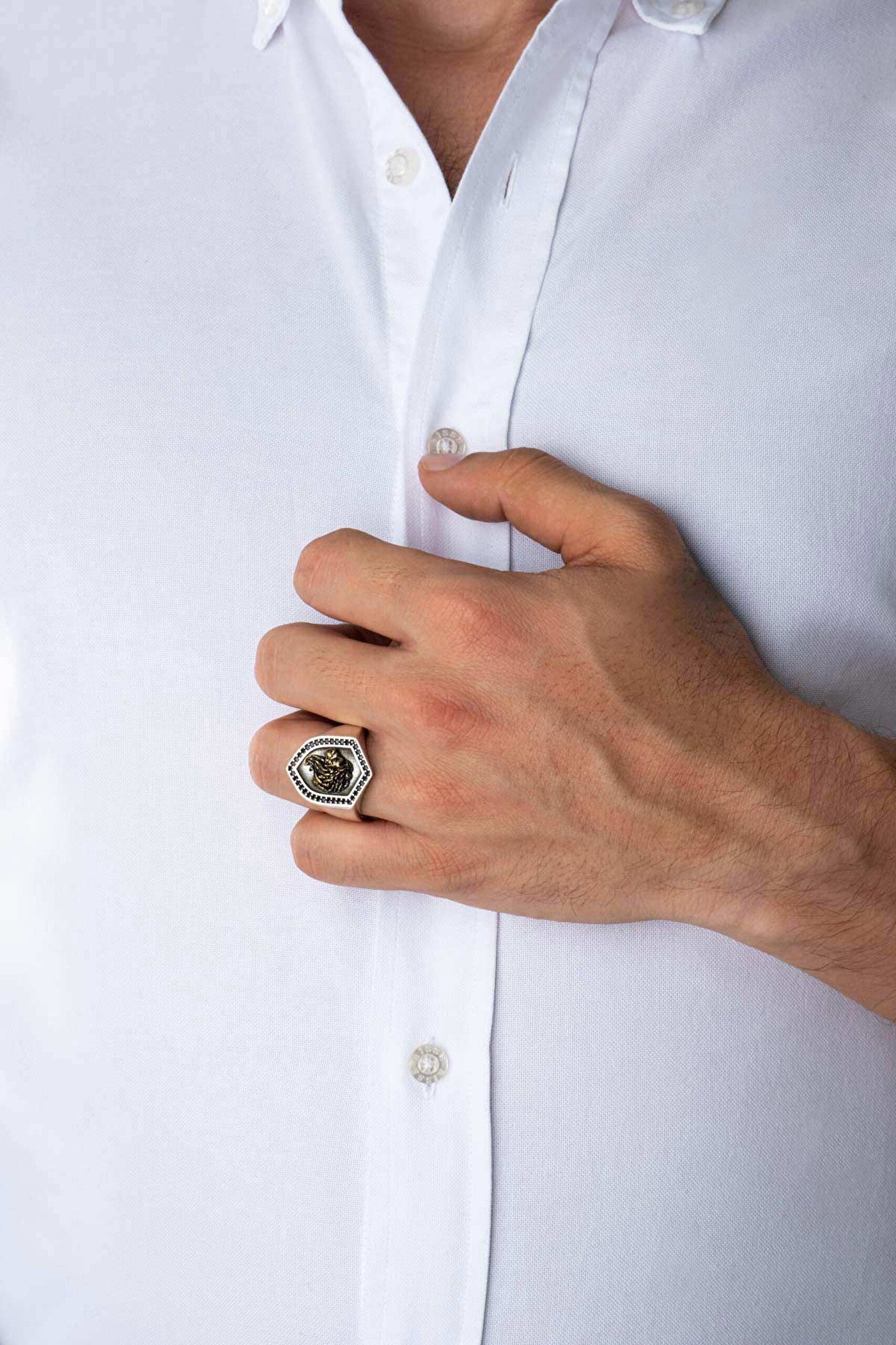 ⁠ Asil Aslan Gümüş Erkek Yüzük_3}