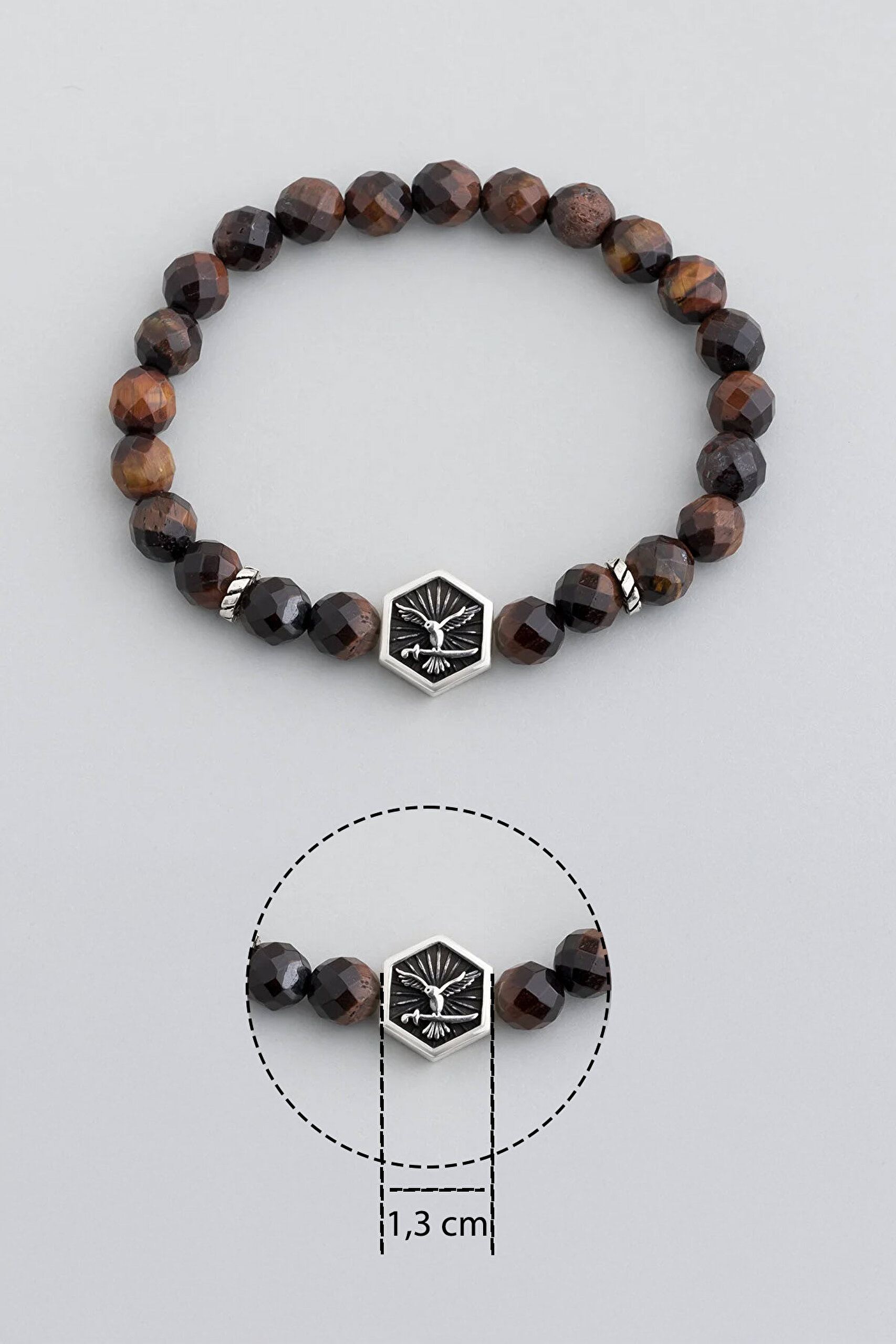 ⁠ Attila'nın Kılıcı Gümüş Kaplan Gözü Taşlı Ayarlanabilir Erkek Bileklik_2}