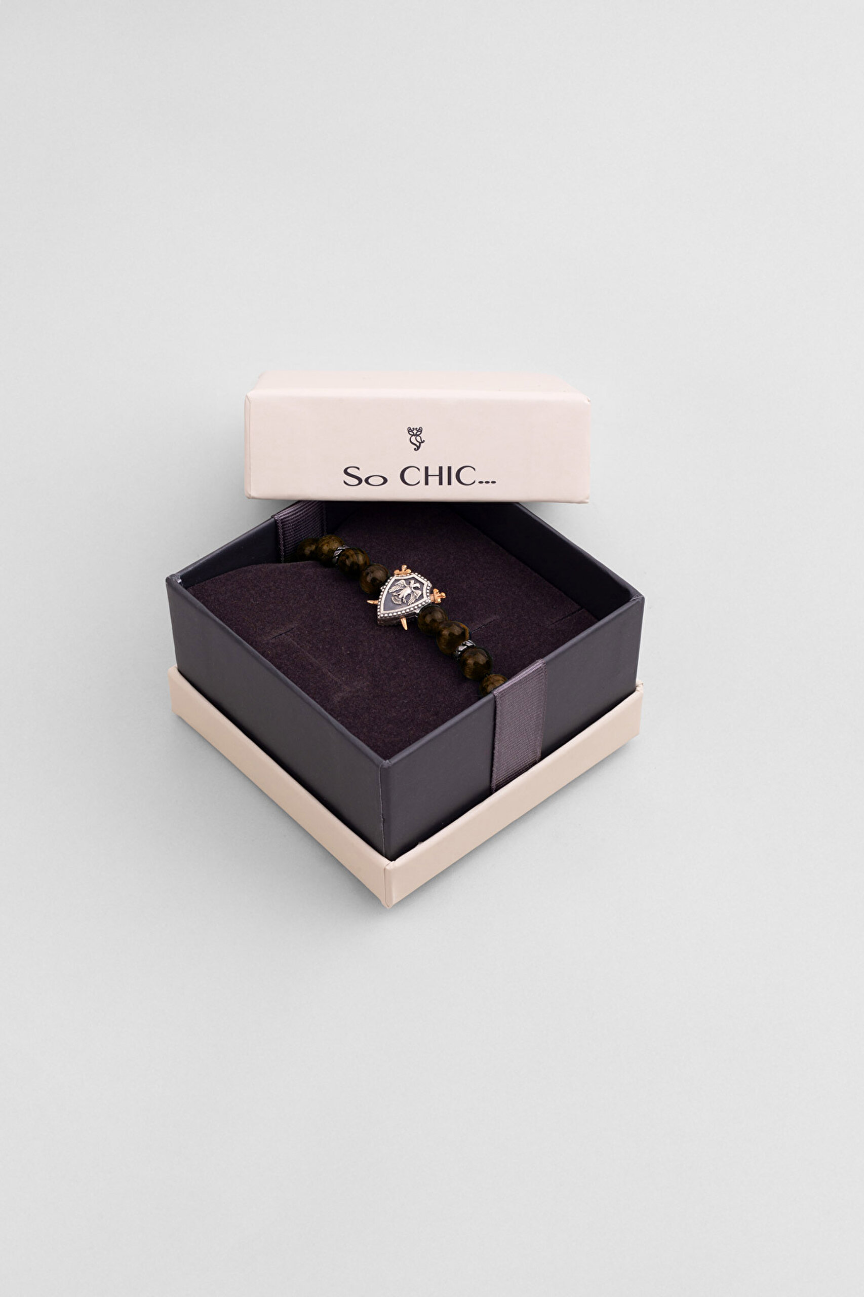 ⁠ Selçuklu Kartalı Kaplan Gözü Taşlı Cilalı Gümüş Erkek Bileklik_5}