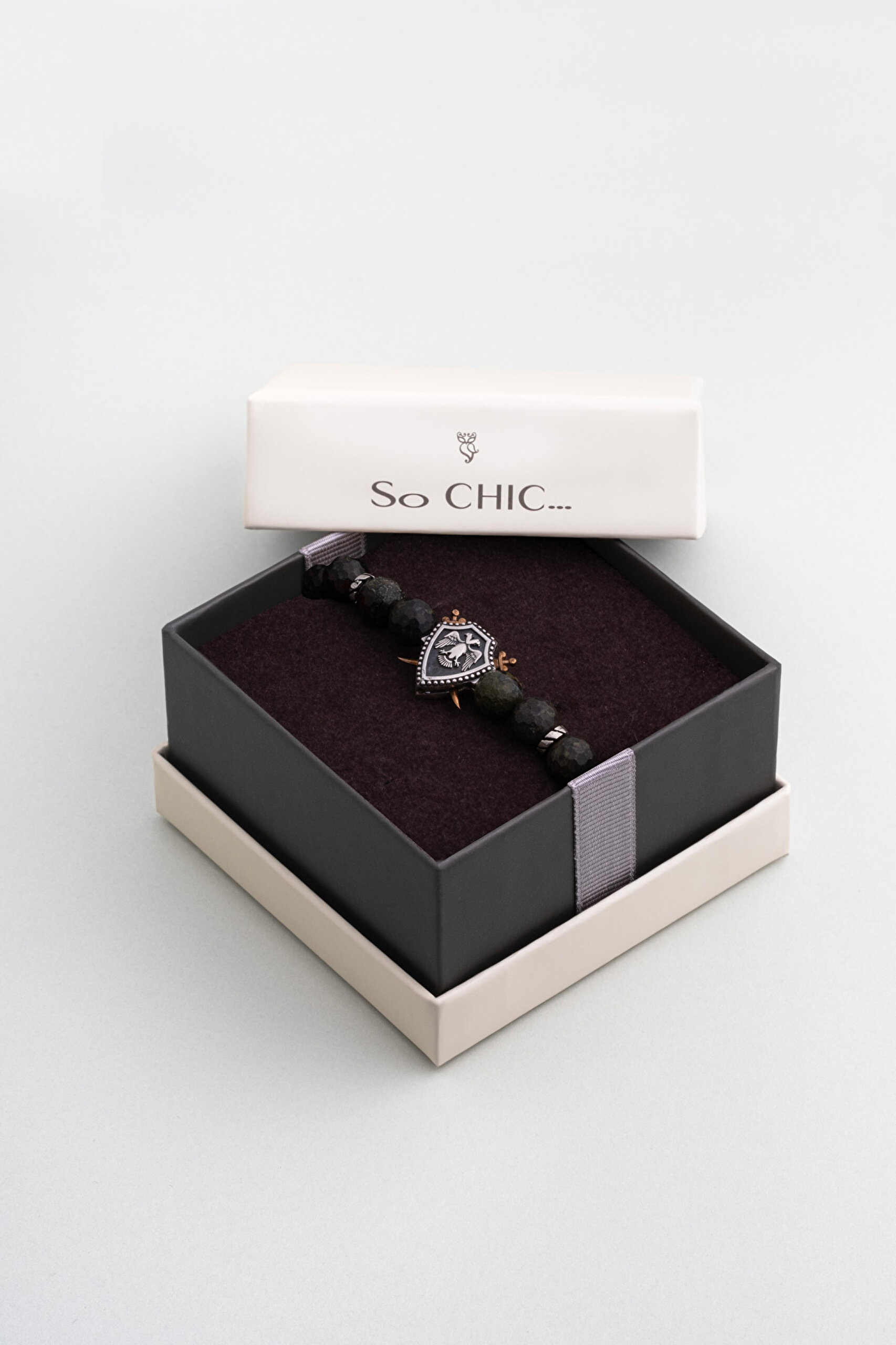 ⁠ Selçuklu Kartalı Kan Taşlı Cilalı Gümüş Erkek Bileklik_4}