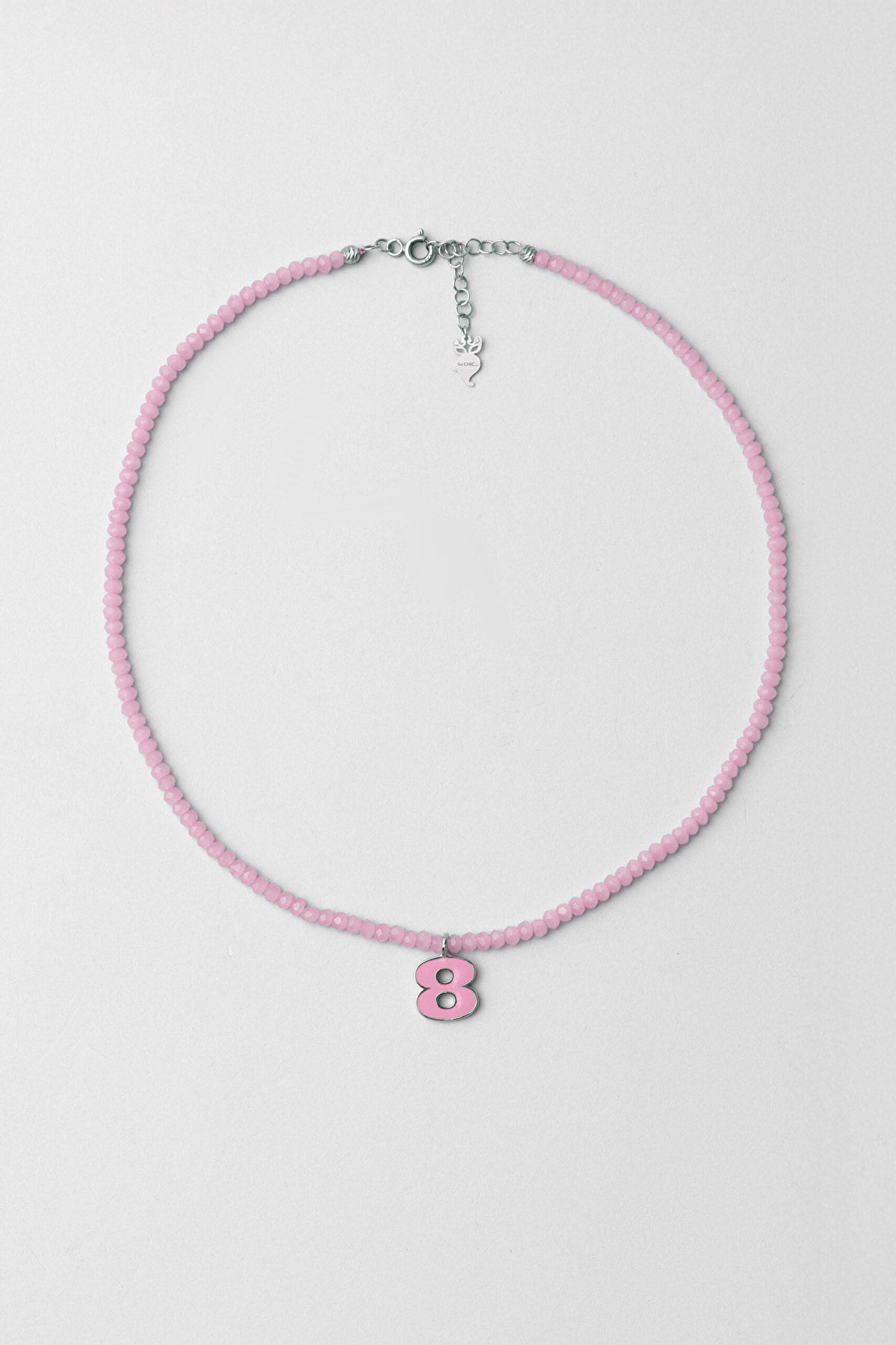 ⁠ 8 Sayısı İkonlu 18 Ayar Beyaz Altın Kaplama 37 Cm Gümüş Çocuk Kolye_0}