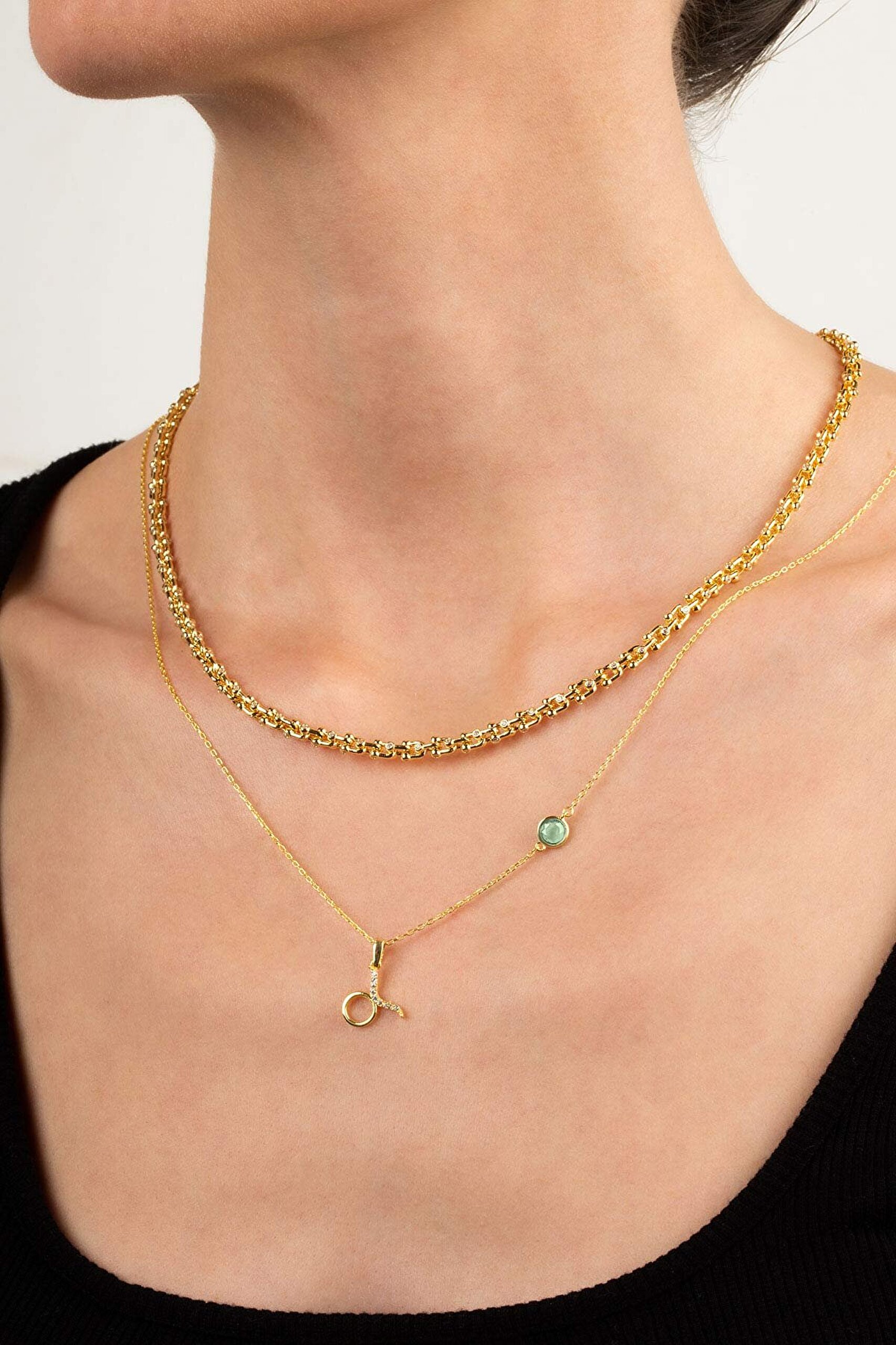 Zodyak Koleksiyonu Boğa Burcu 18 Ayar Sarı Altın Kaplama 46 Cm Gümüş Kolye - 1