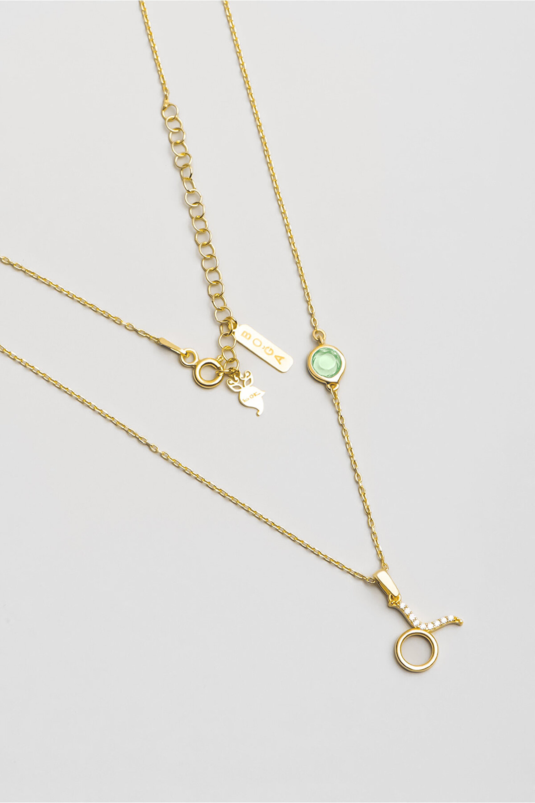 Zodyak Koleksiyonu Boğa Burcu 18 Ayar Sarı Altın Kaplama 46 Cm Gümüş Kolye - 0