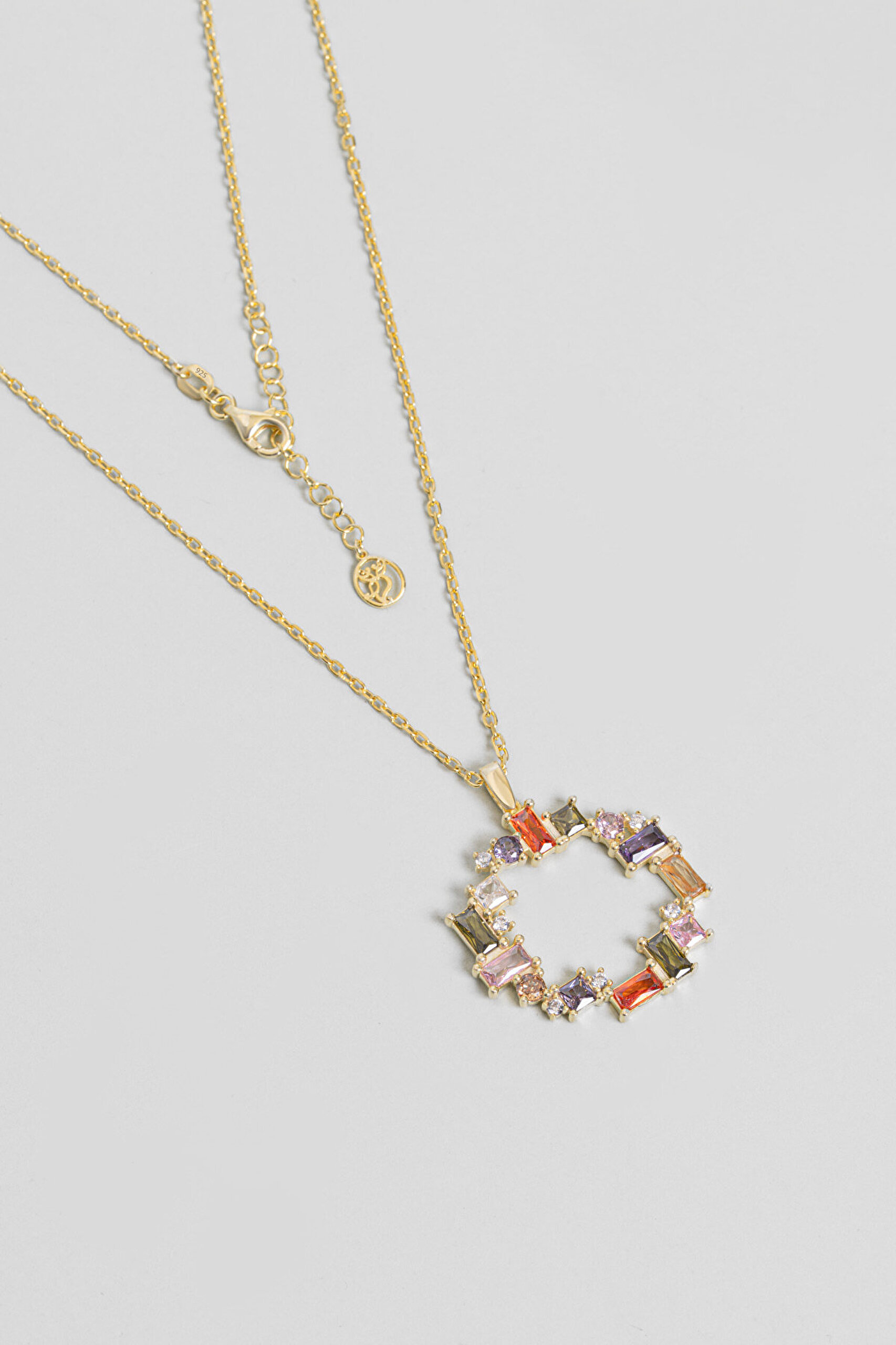 Modern Tasarım 18 Ayar Sarı  Altın Kaplama 45 Cm Gümüş Kolye - 0