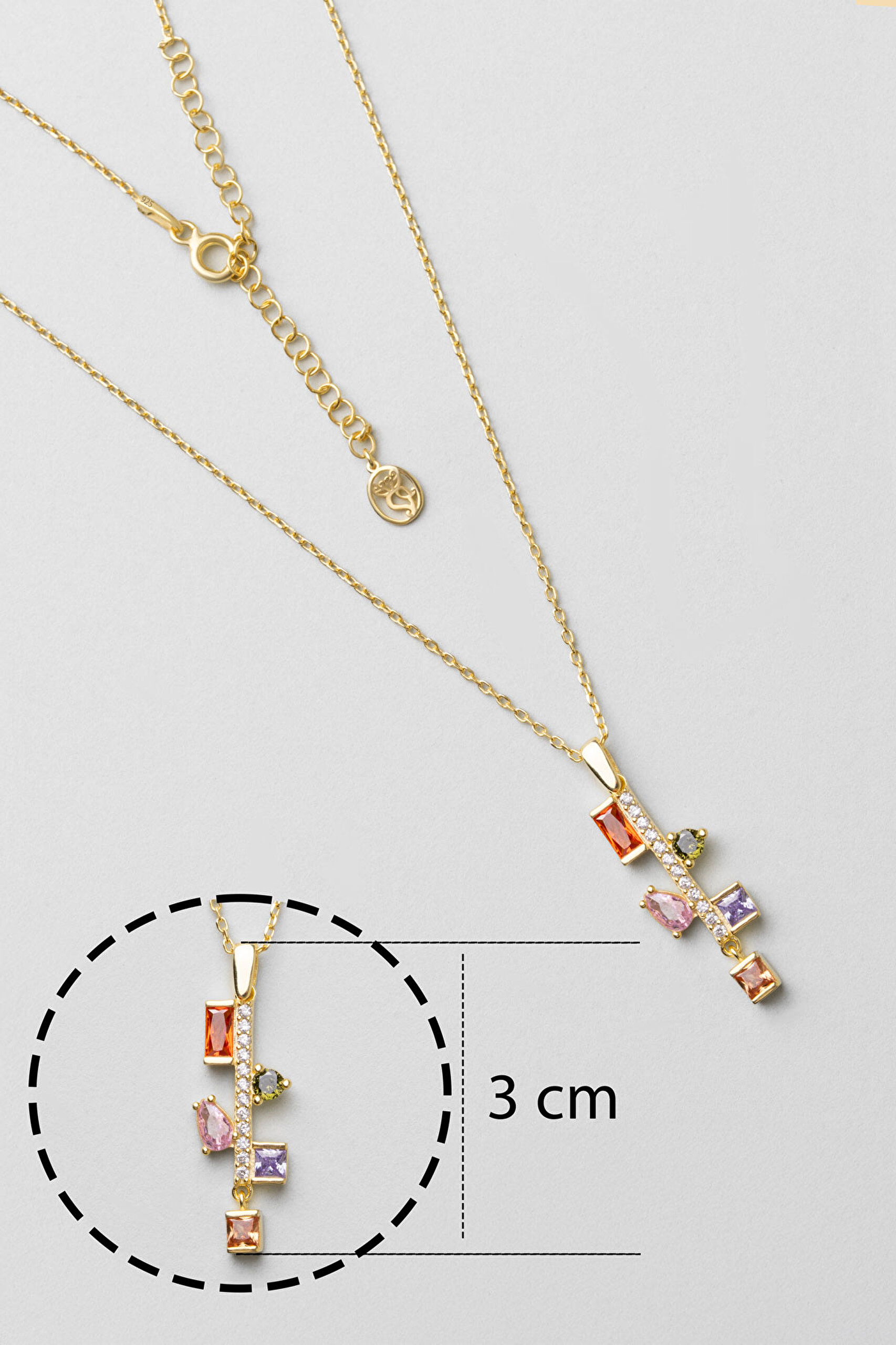 ⁠ Sofistike Baget 18 Ayar Sarı Altın Kaplama 45 Cm Gümüş Kolye_2}