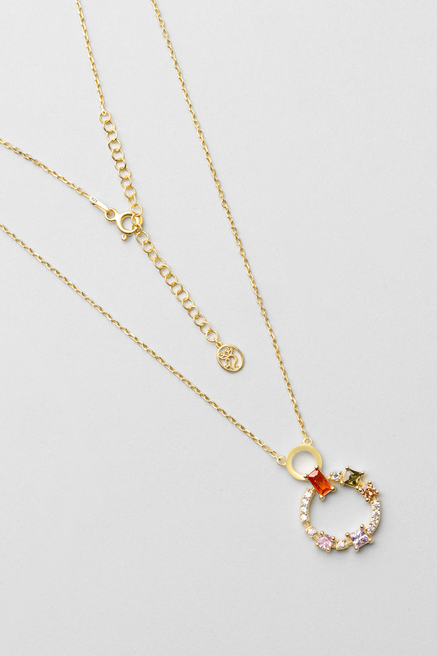 ⁠ Renkli Baget Dünyası 18 Ayar Sarı Altın Kaplama 45 Cm Gümüş Kolye_0}