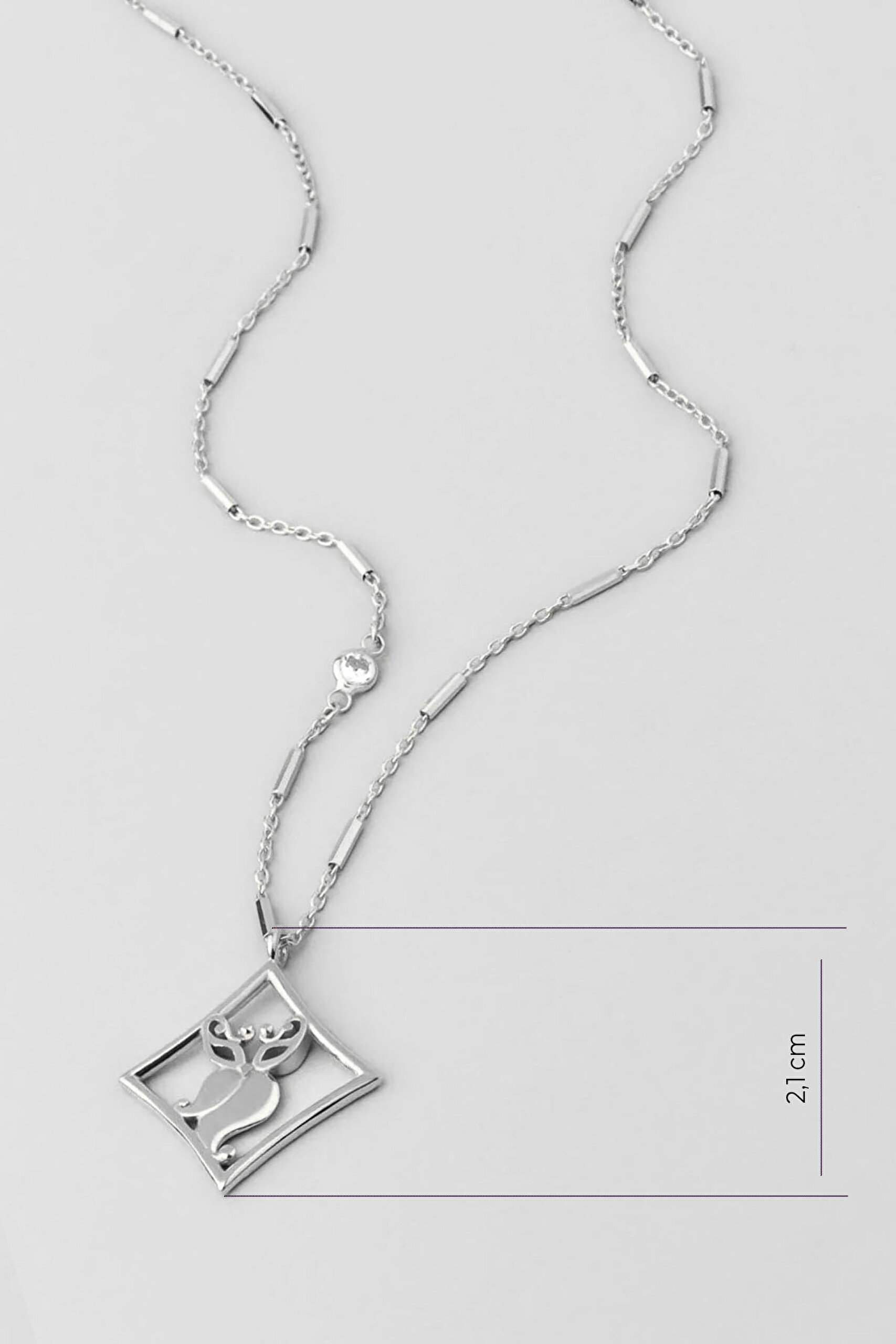 ⁠ Gizemli Göz 18 Ayar Beyaz Altın Kaplama 46 Cm Gümüş Uğurlu So Chic... Baykuş Kolye_2}